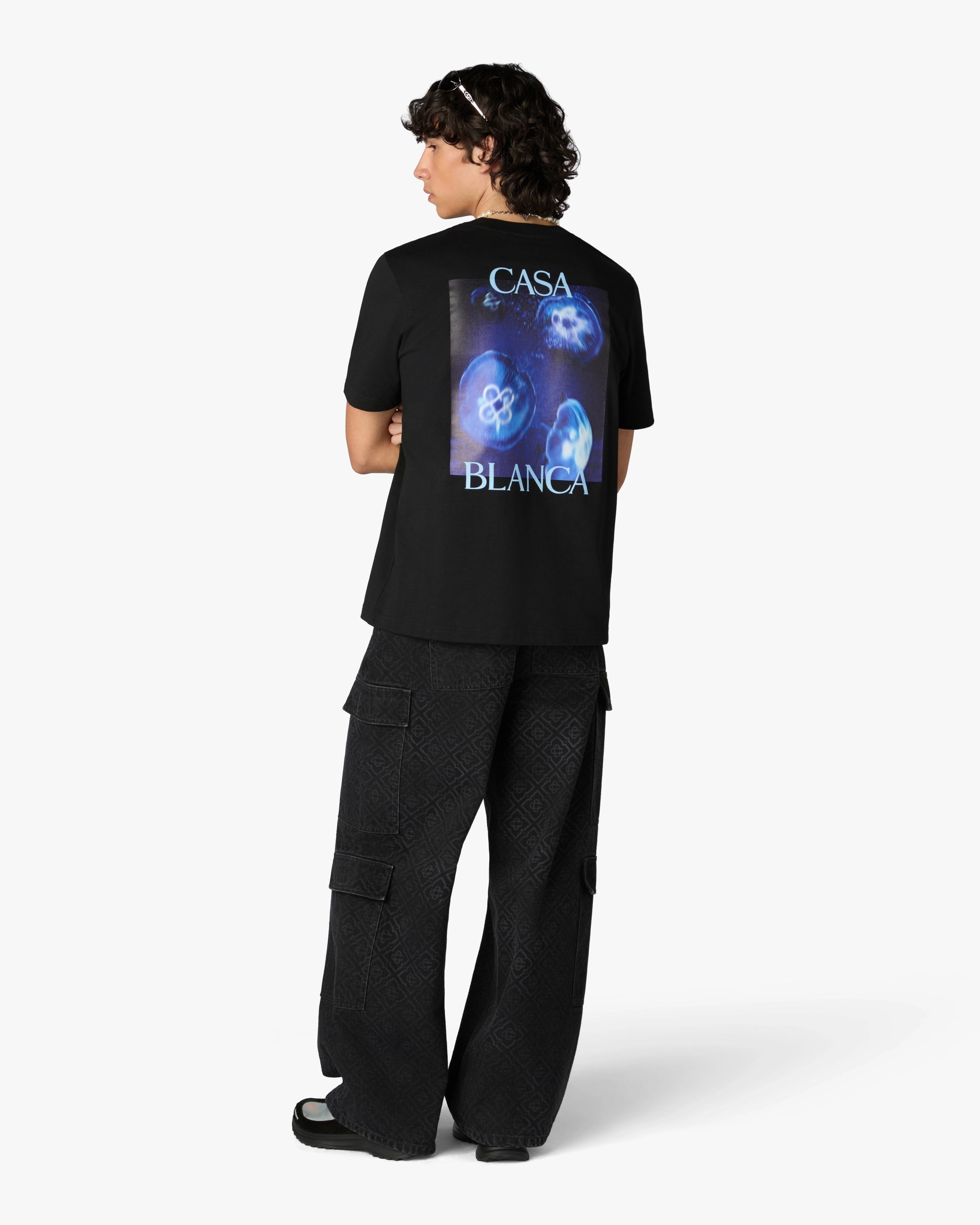 Casablanca Meduse T-Shirt Nera Uomo Cotone Organico