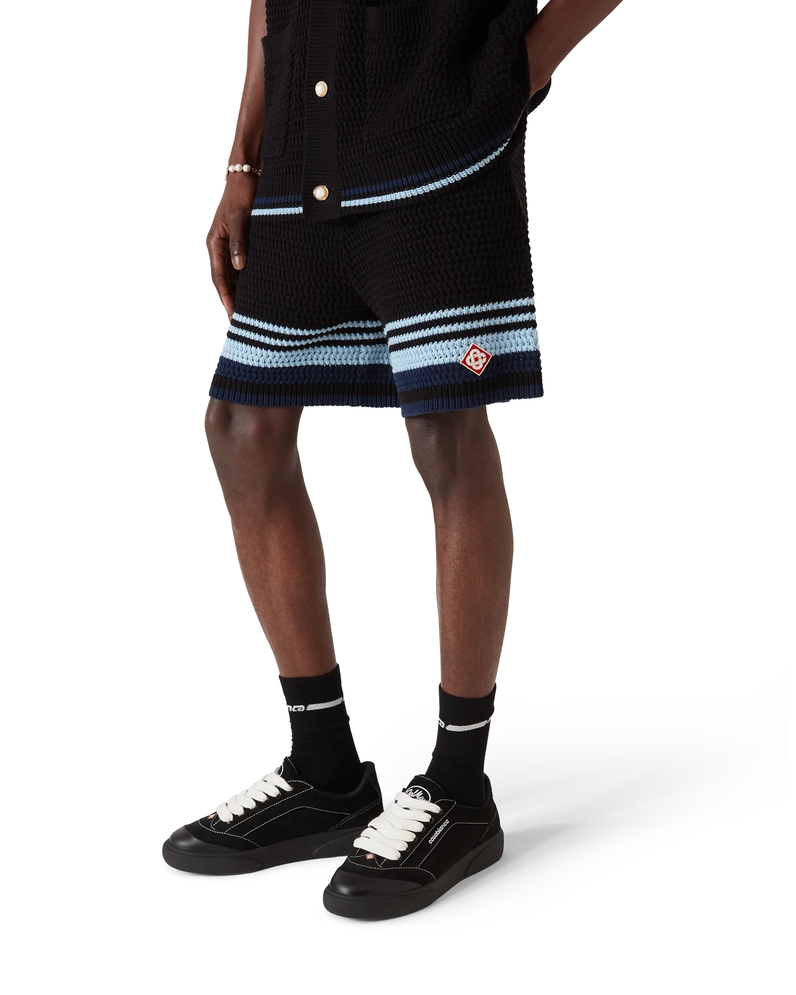 Casablanca Tennis shorts crochet nero cotone