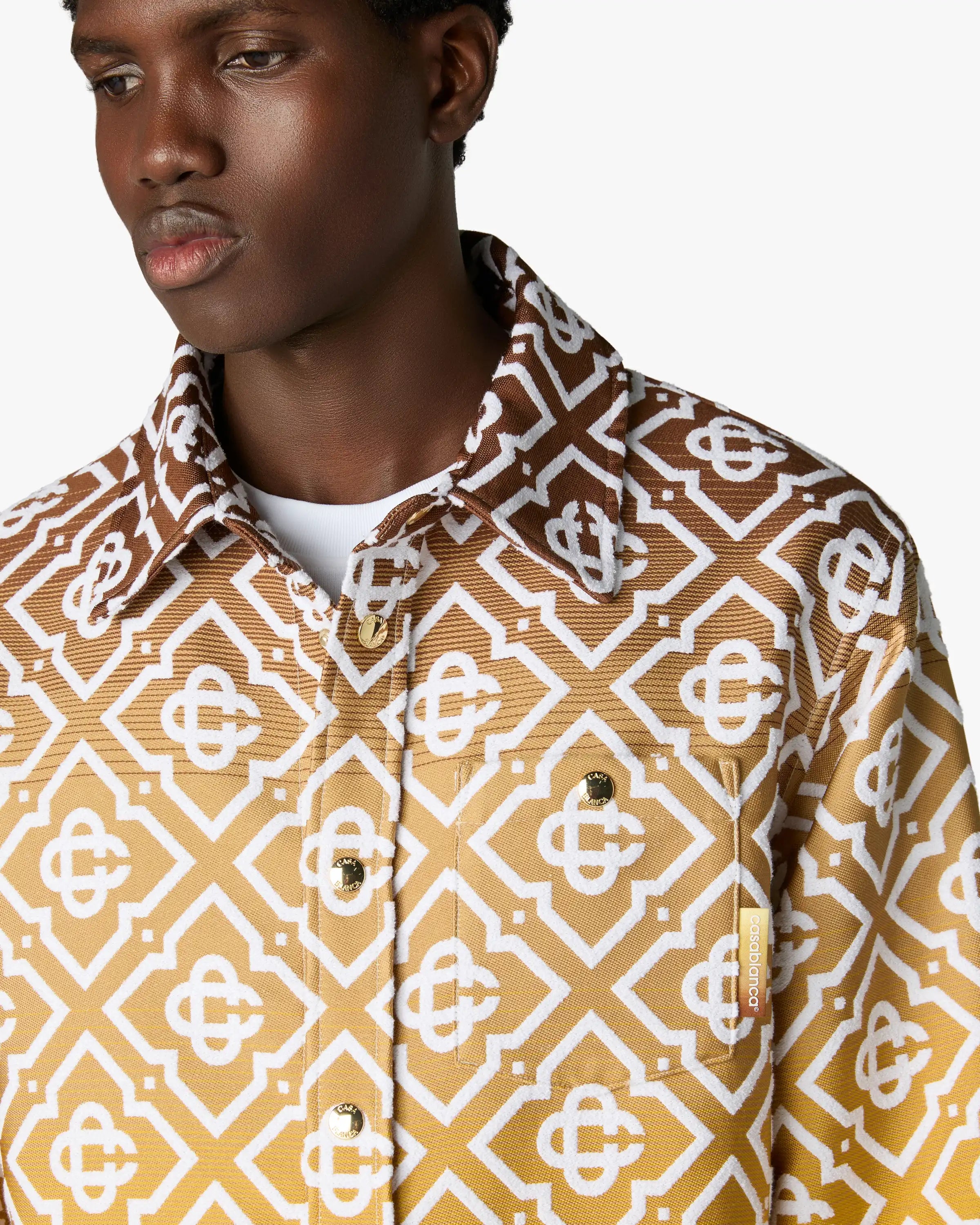 Casablanca Gradient Monogram camicia giacca beige bouclé