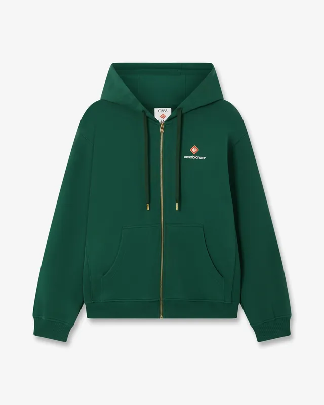 Casablanca Sport Type felpa zip verde cappuccio