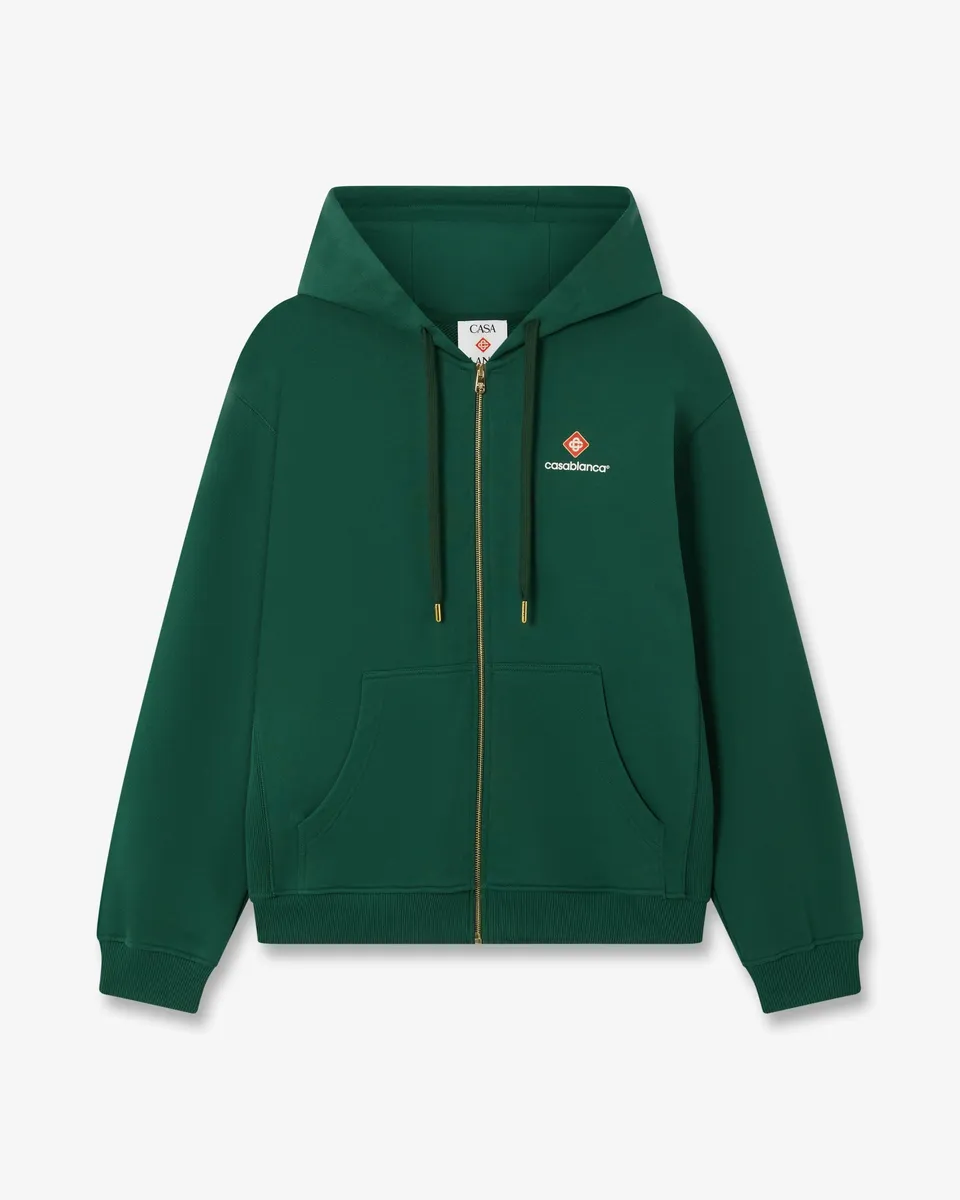 Casablanca Sport Type felpa zip verde cappuccio