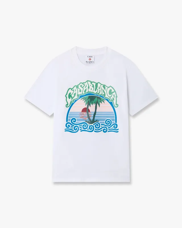 Casablanca Palm Tree t-shirt bimbo bianca cotone bio