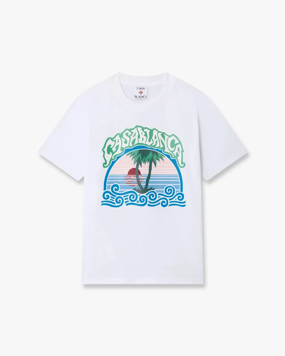 Casablanca Palm Tree t-shirt bimbo bianca cotone bio