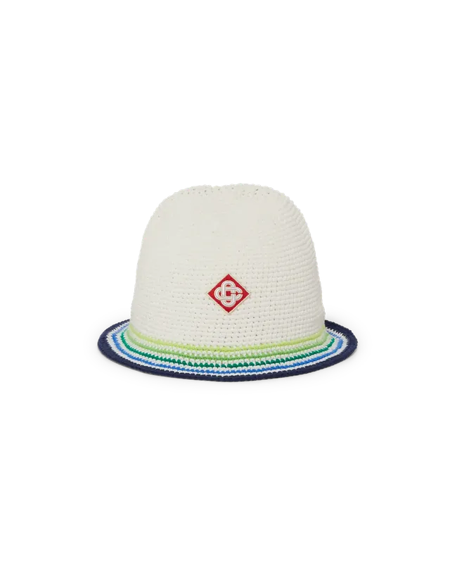 Casablanca Stripe Crochet cappello bucket bianco verde