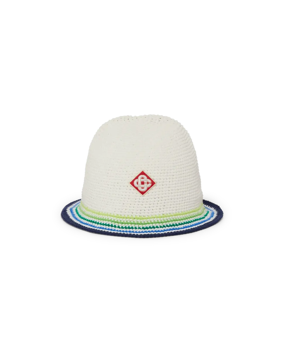 Casablanca Stripe Crochet cappello bucket bianco verde