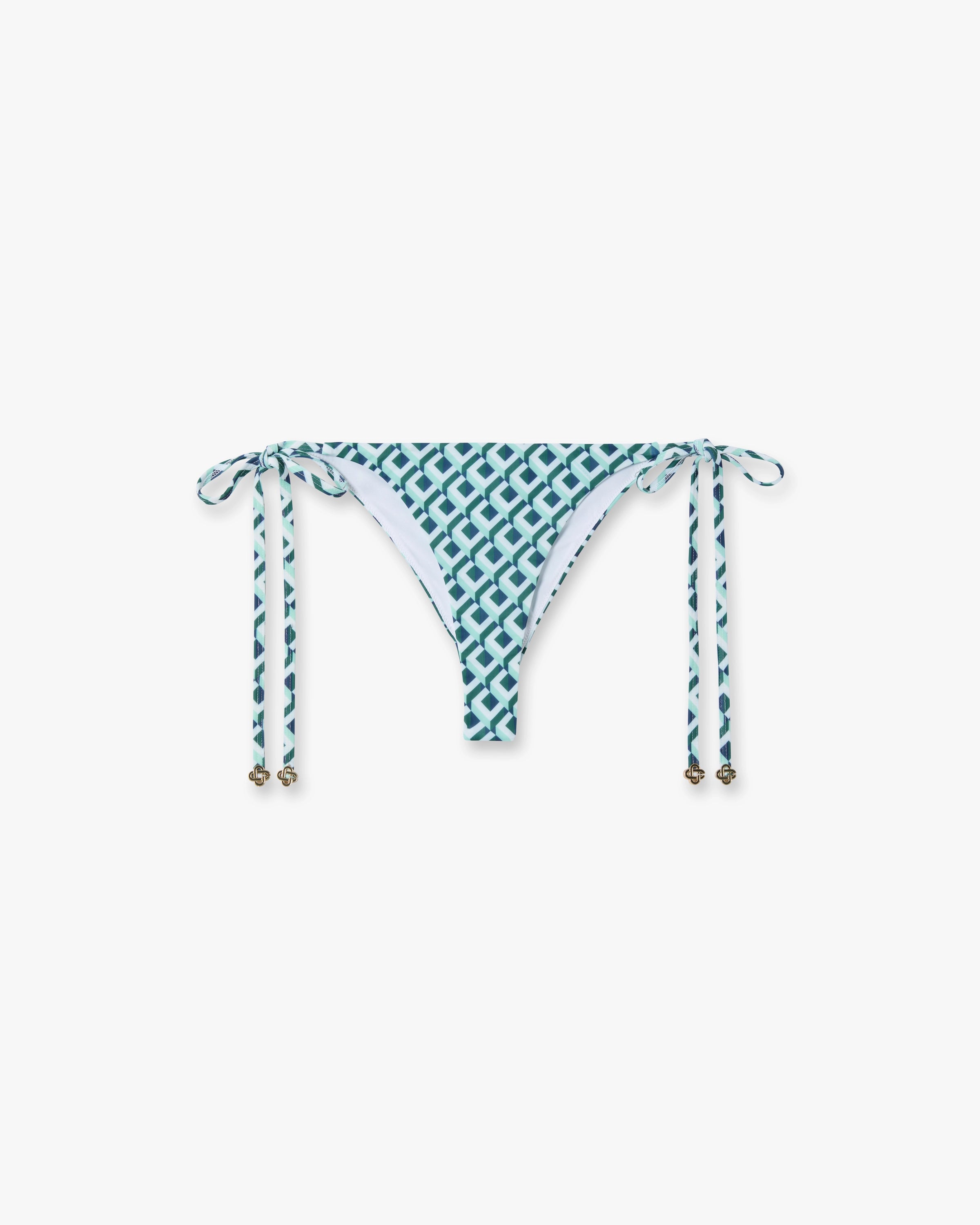 Casablanca Cubist CC Monogram slip bikini verde vita bassa