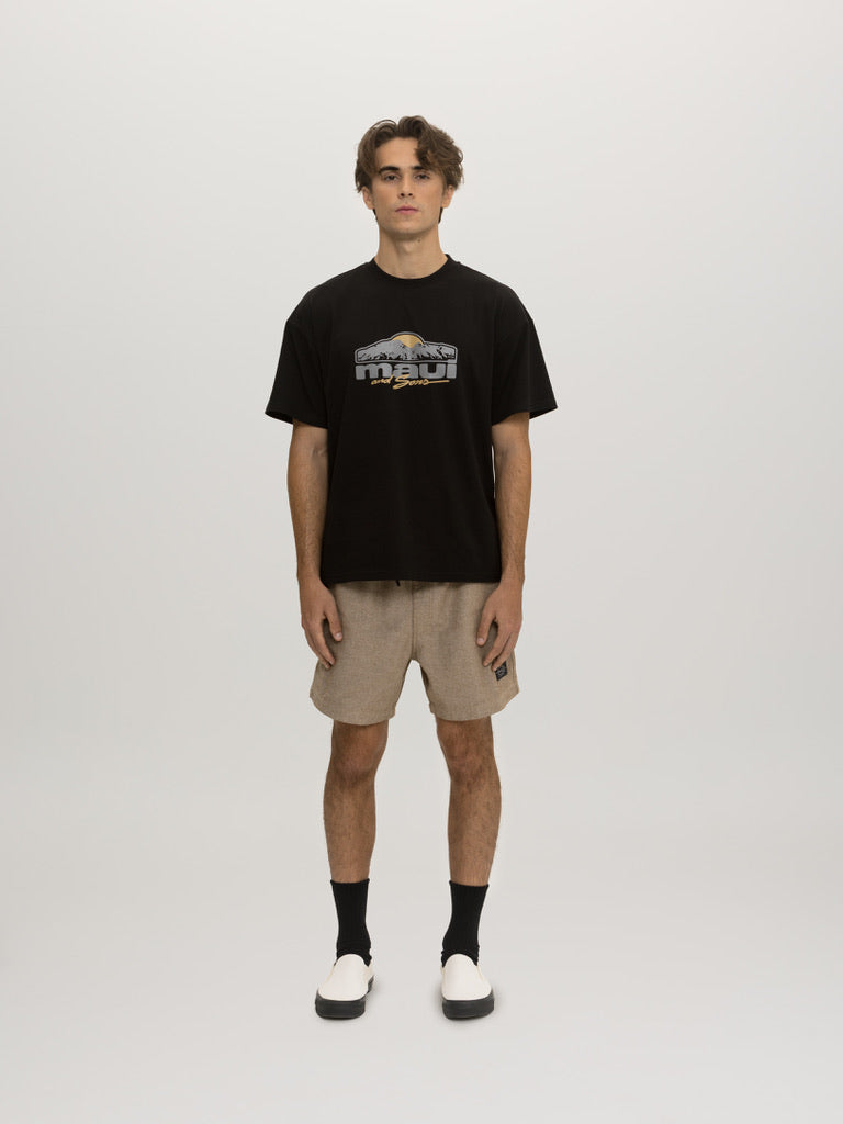 Maui and Sons Horizon t-shirt nera boxy in cotone