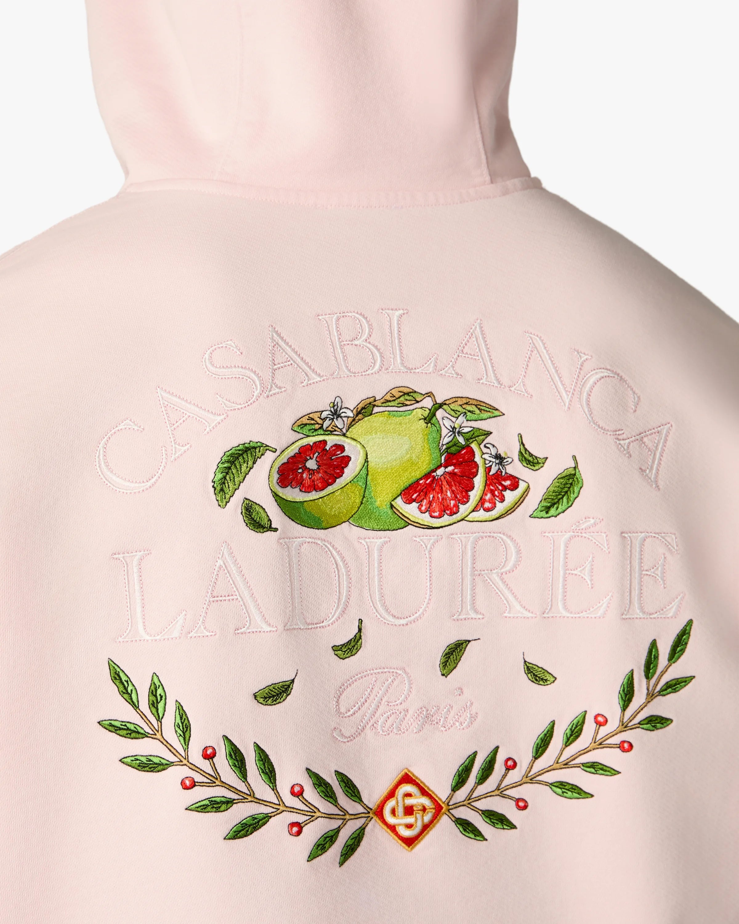 Casablanca Ladurée Felpa con Cappuccio Rosa Ricamata