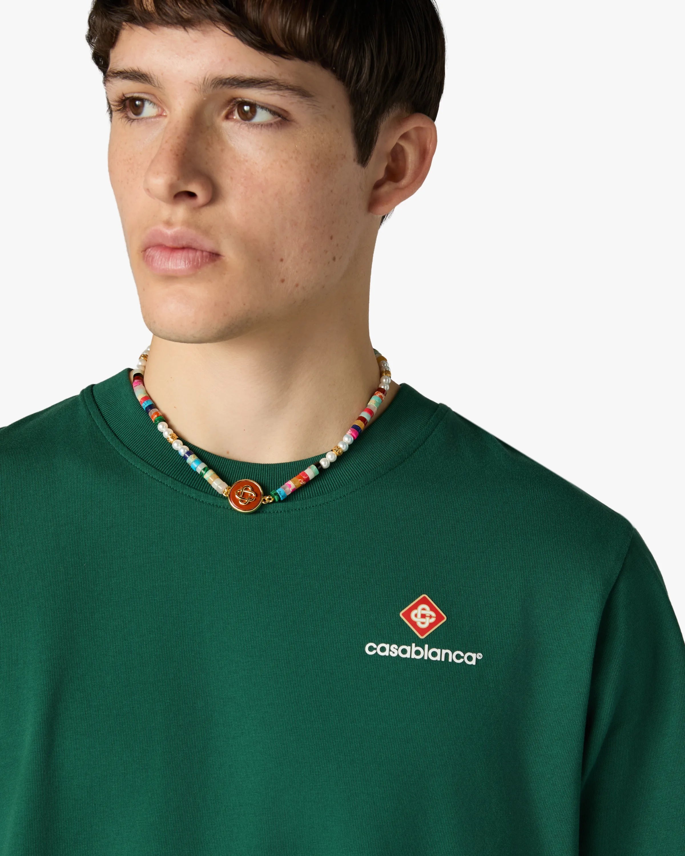 Casablanca Sport Type maglietta verde uomo cotone organico