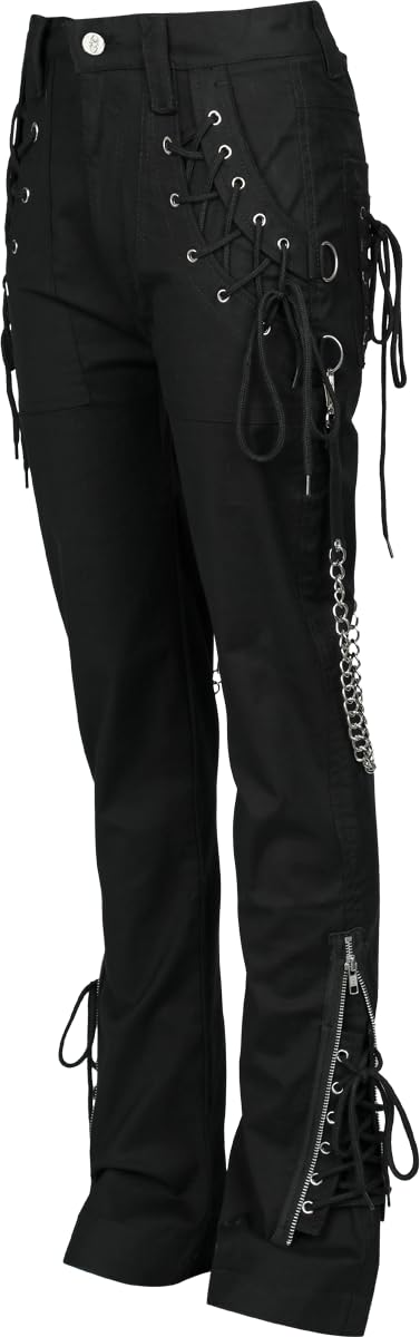 Gothicana by EMP Pantaloni Neri Pizzo Catene 31W/32L