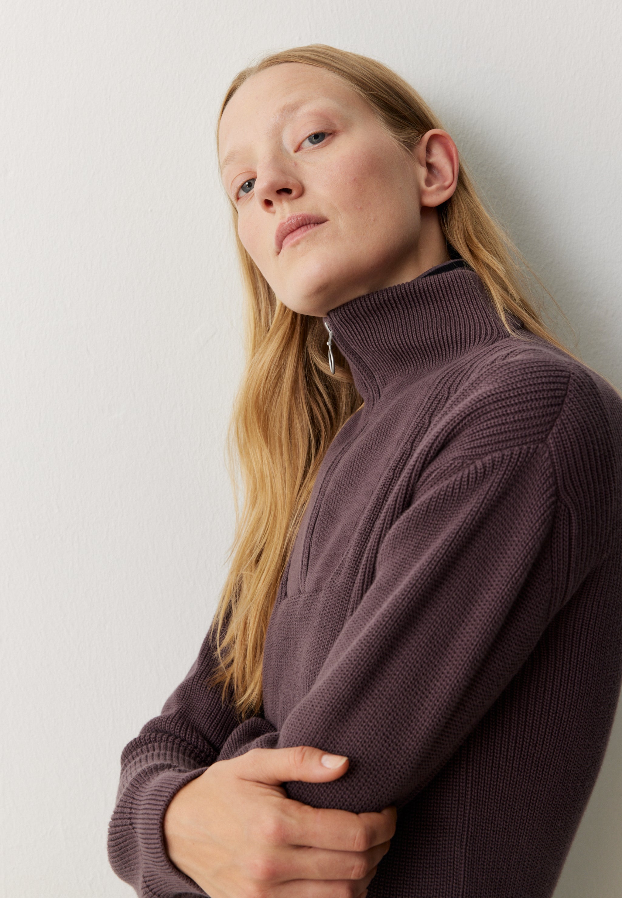 Recolution Nigella maglione zip cotone bio viola