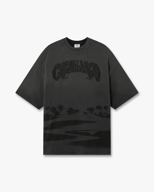 Casablanca Black Sands t-shirt nera cotone organico oversize