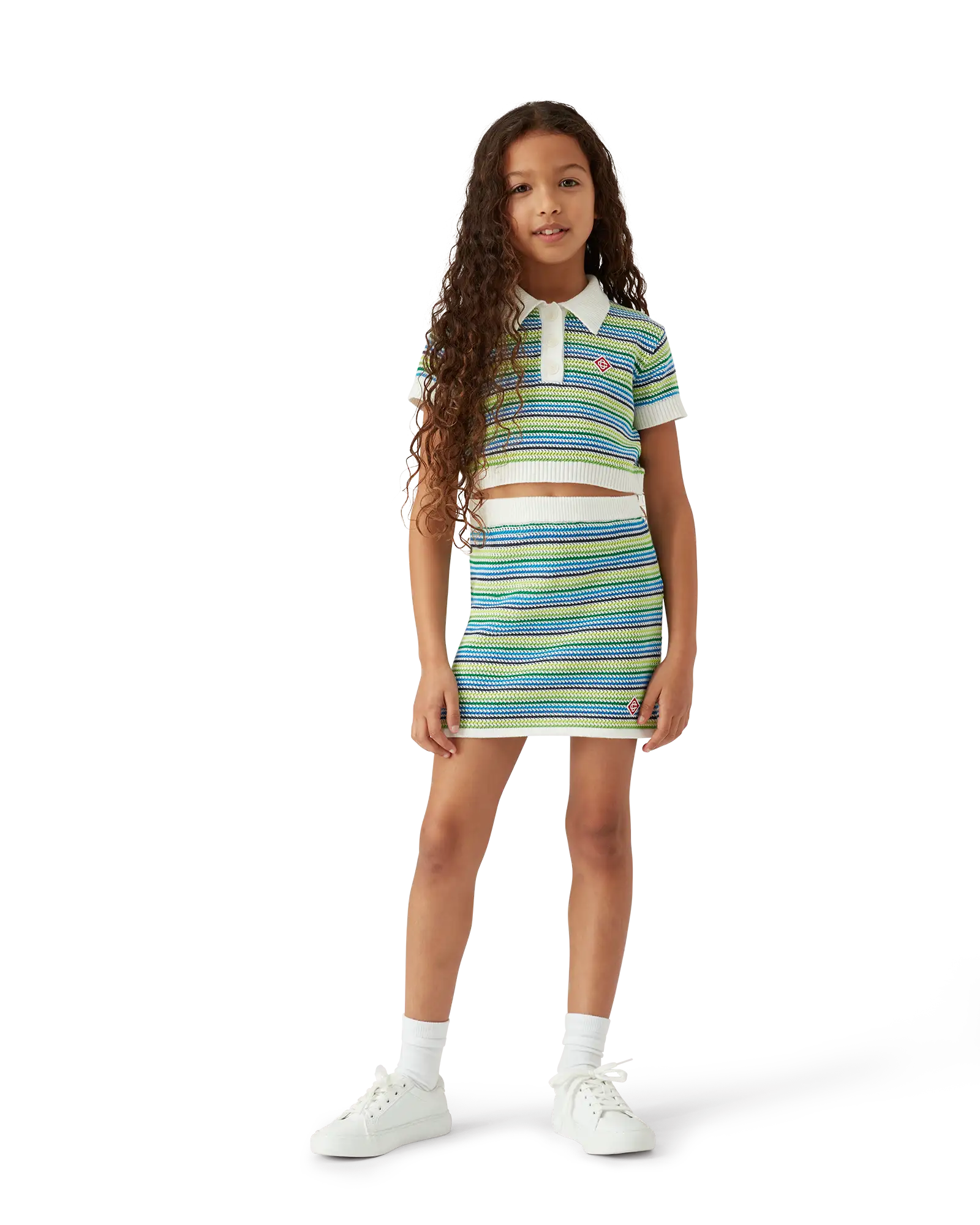 Casablanca Children Stripe gonna bimba verde cotone