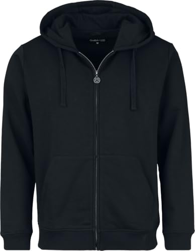 Gothicana by EMP Giacca Basic Nera Cappuccio Tasca Marsupio uomo