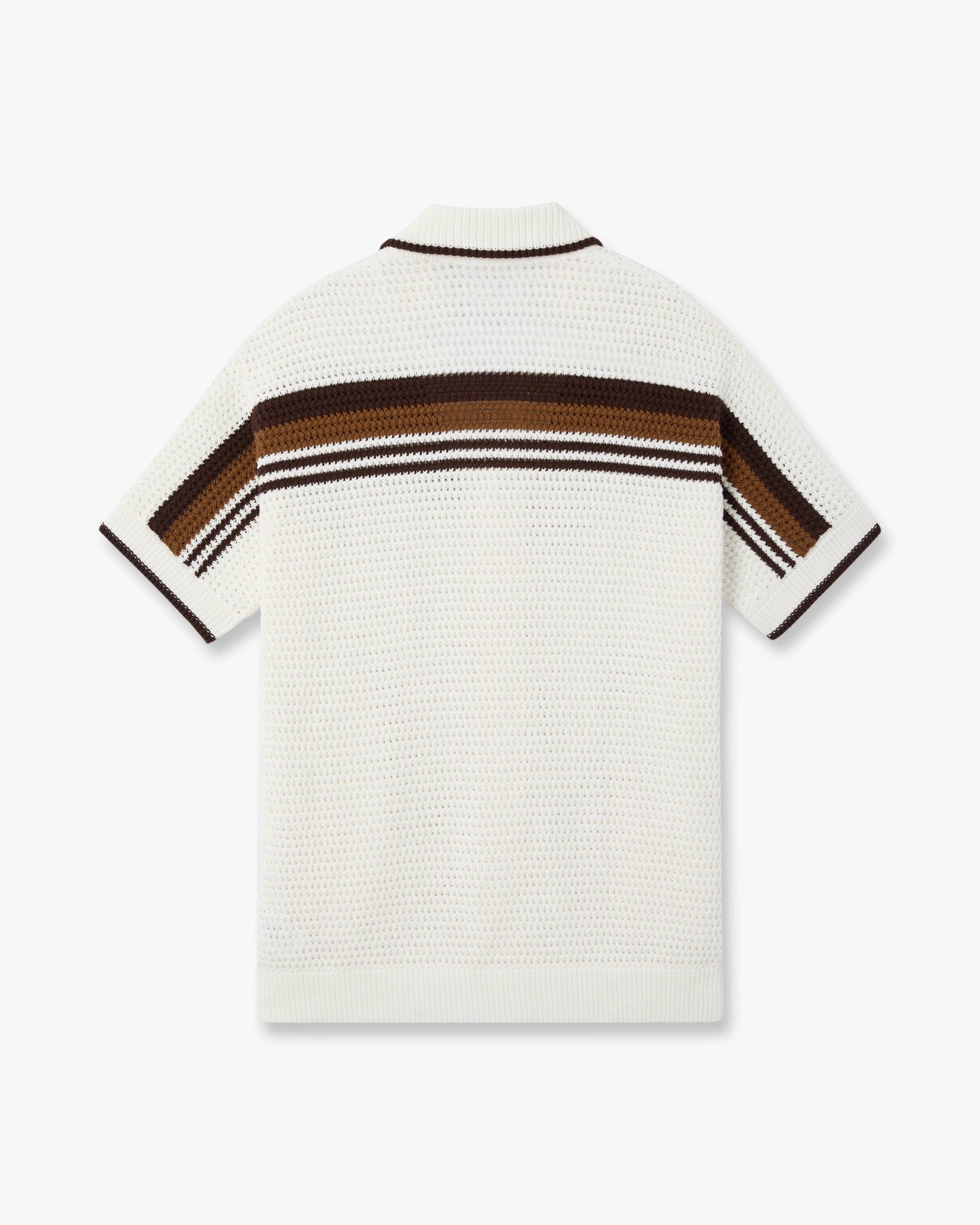 Casablanca Tennis Stripe camicia crochet bianco marrone cotone