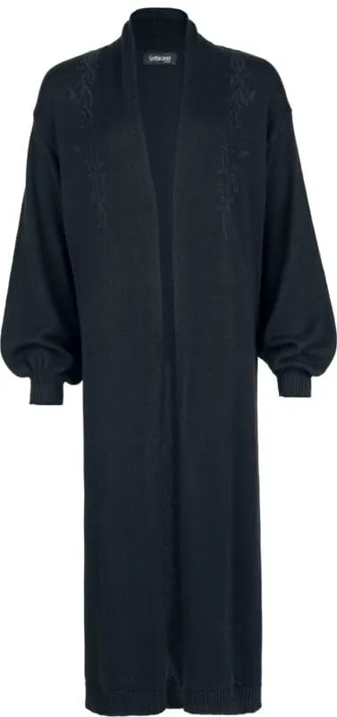 Gothicana by EMP Cardigan Nero Ricamo Collo Scialle Taglia L