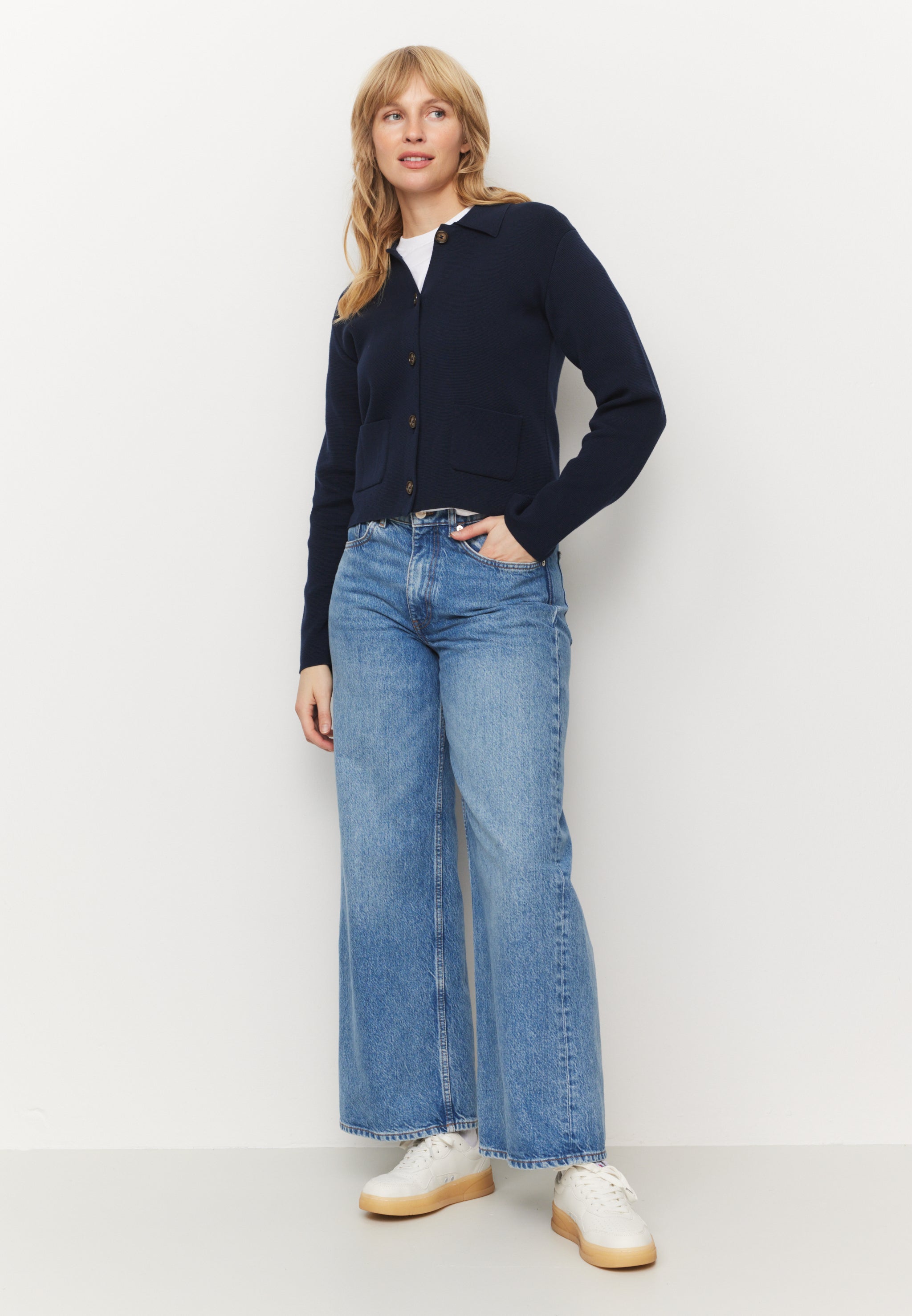Recolution Celosia camicia in maglia donna blu navy bio