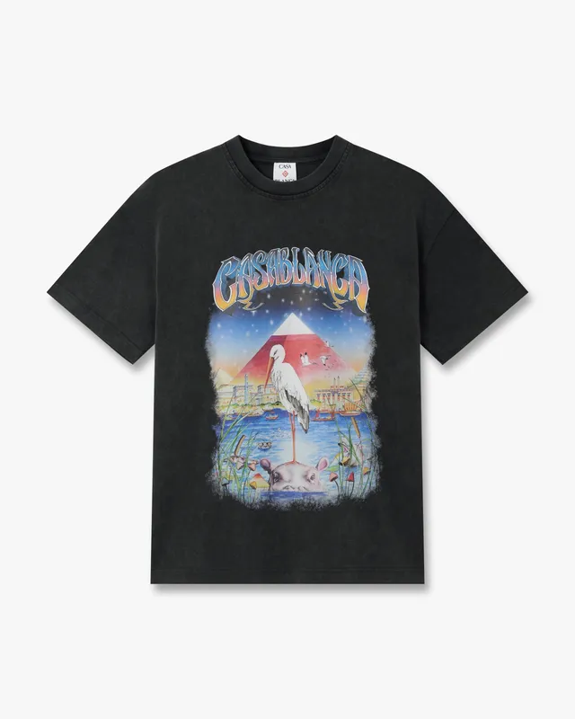 Casablanca Egypt As It Was t-shirt nera oversize stampa