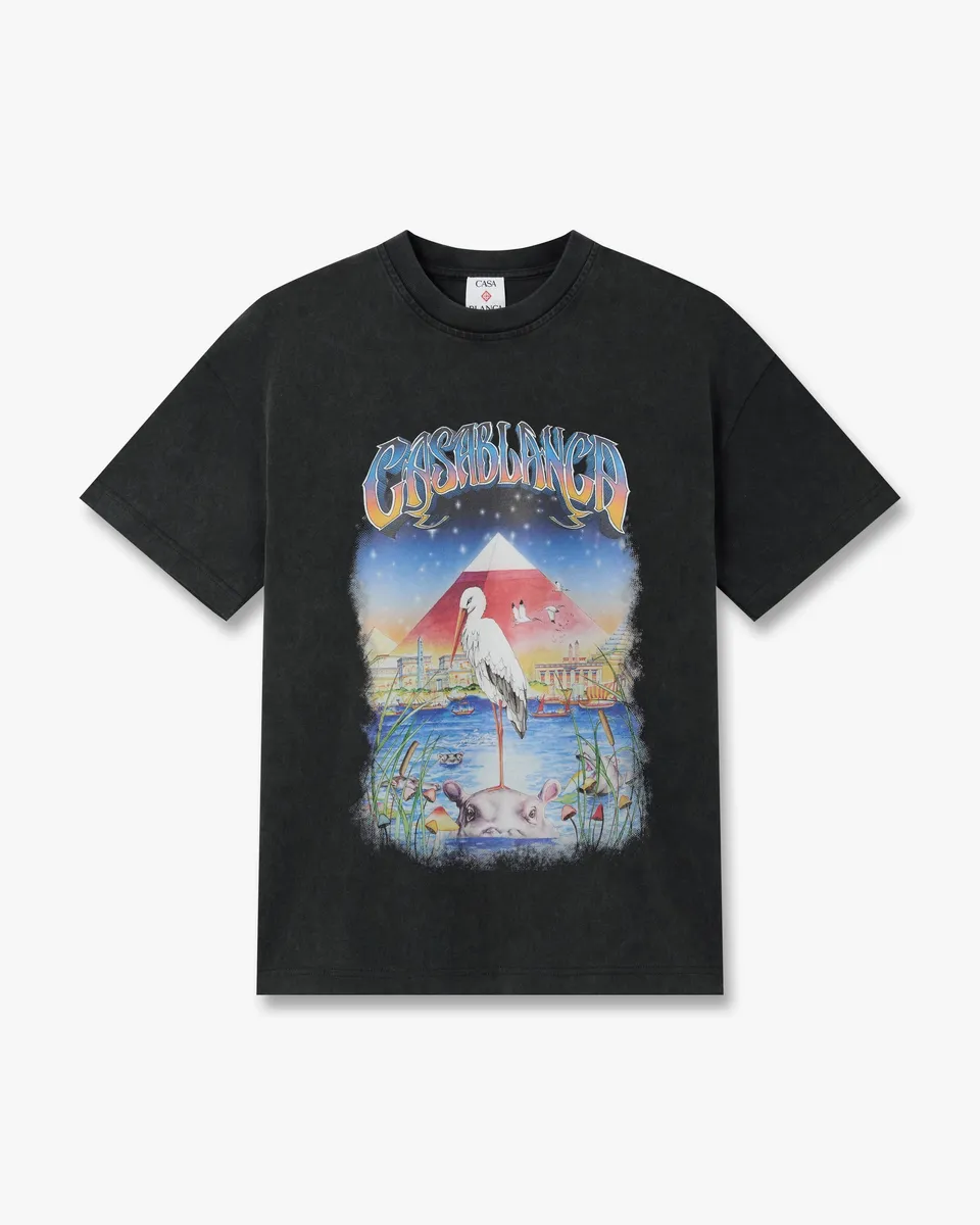Casablanca Egypt As It Was t-shirt nera oversize stampa