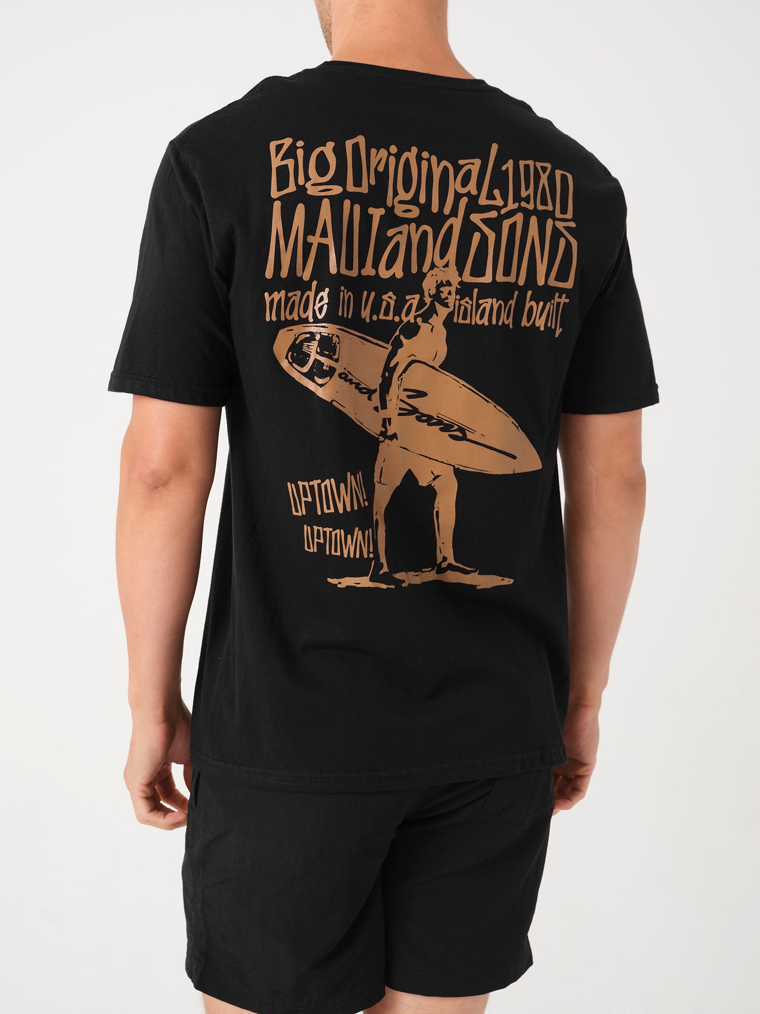 Maui and Sons Island Built t-shirt nera grafica cotone