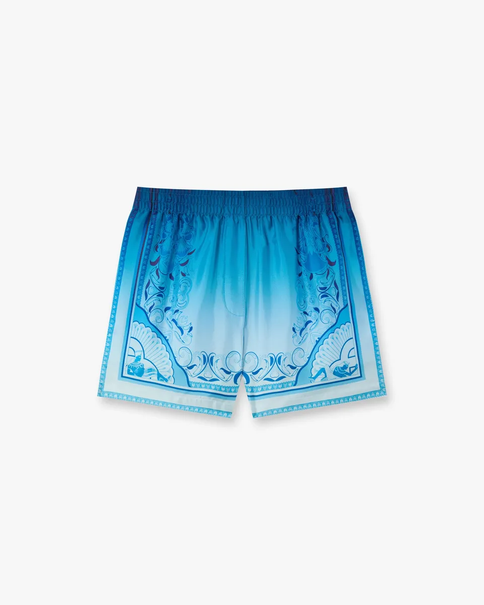 Casablanca Egyptian Rug pantaloncini seta blu sfumato