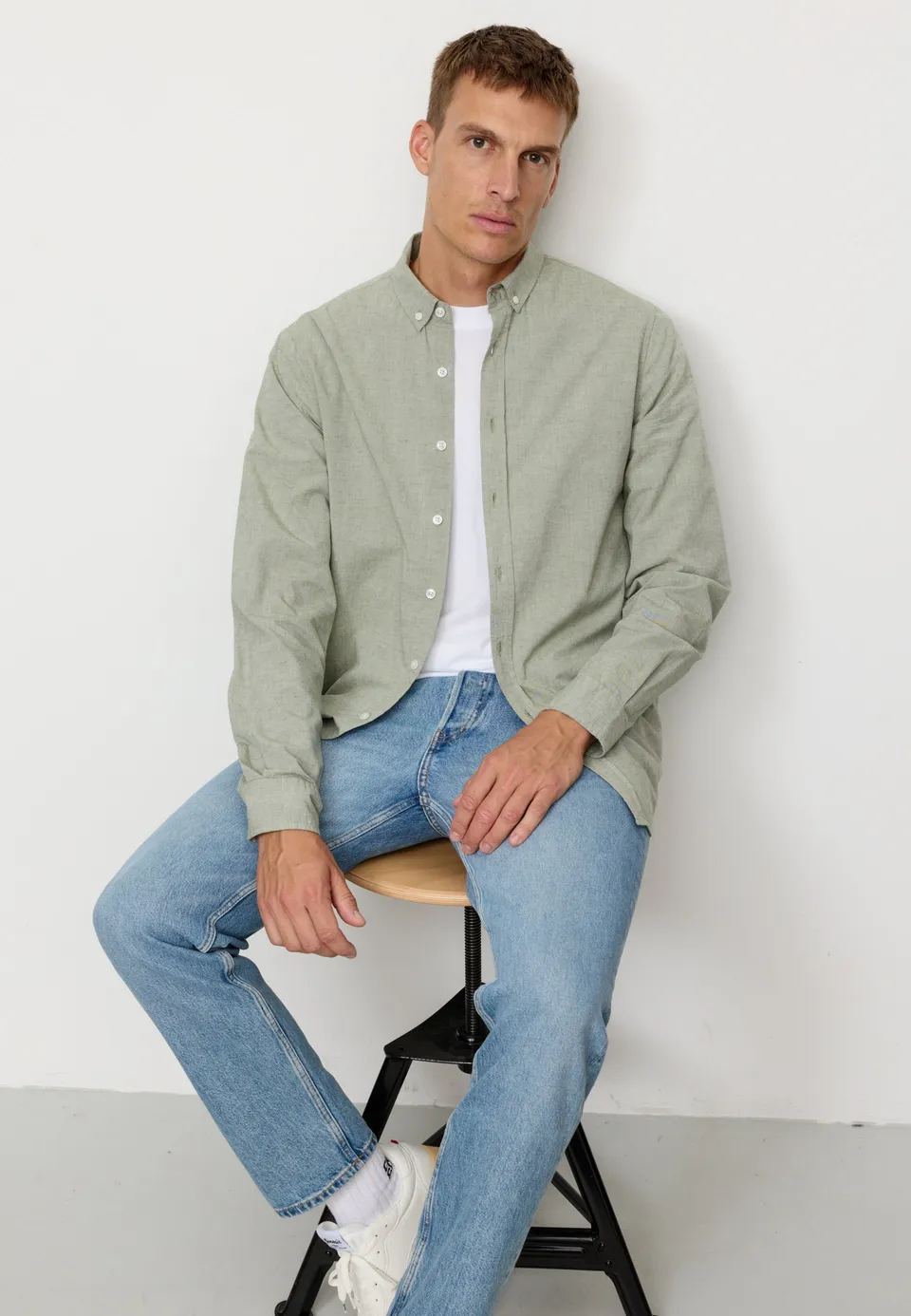 Recolution Corn camicia uomo verde cotone lino