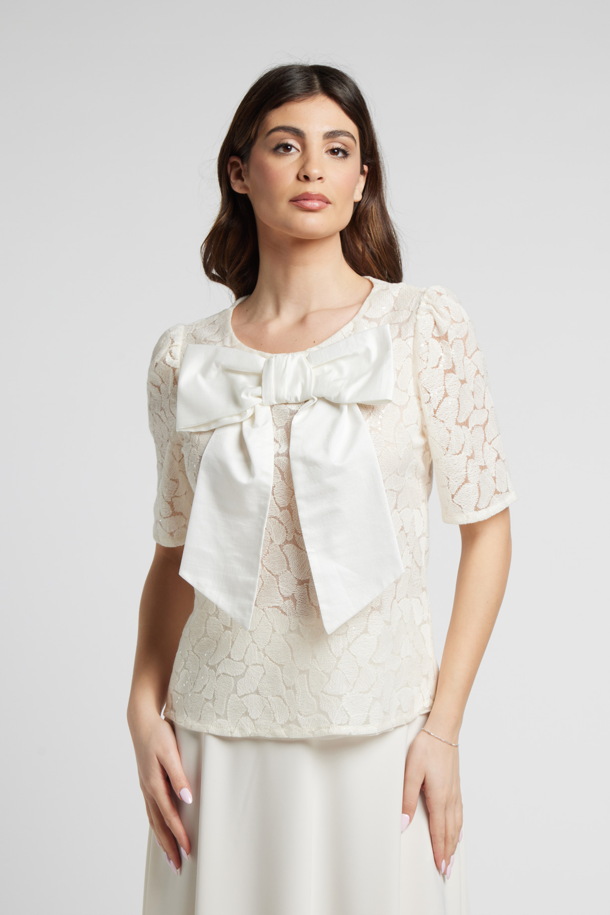 Sarah Chole casacca fiocco bicolore leggera