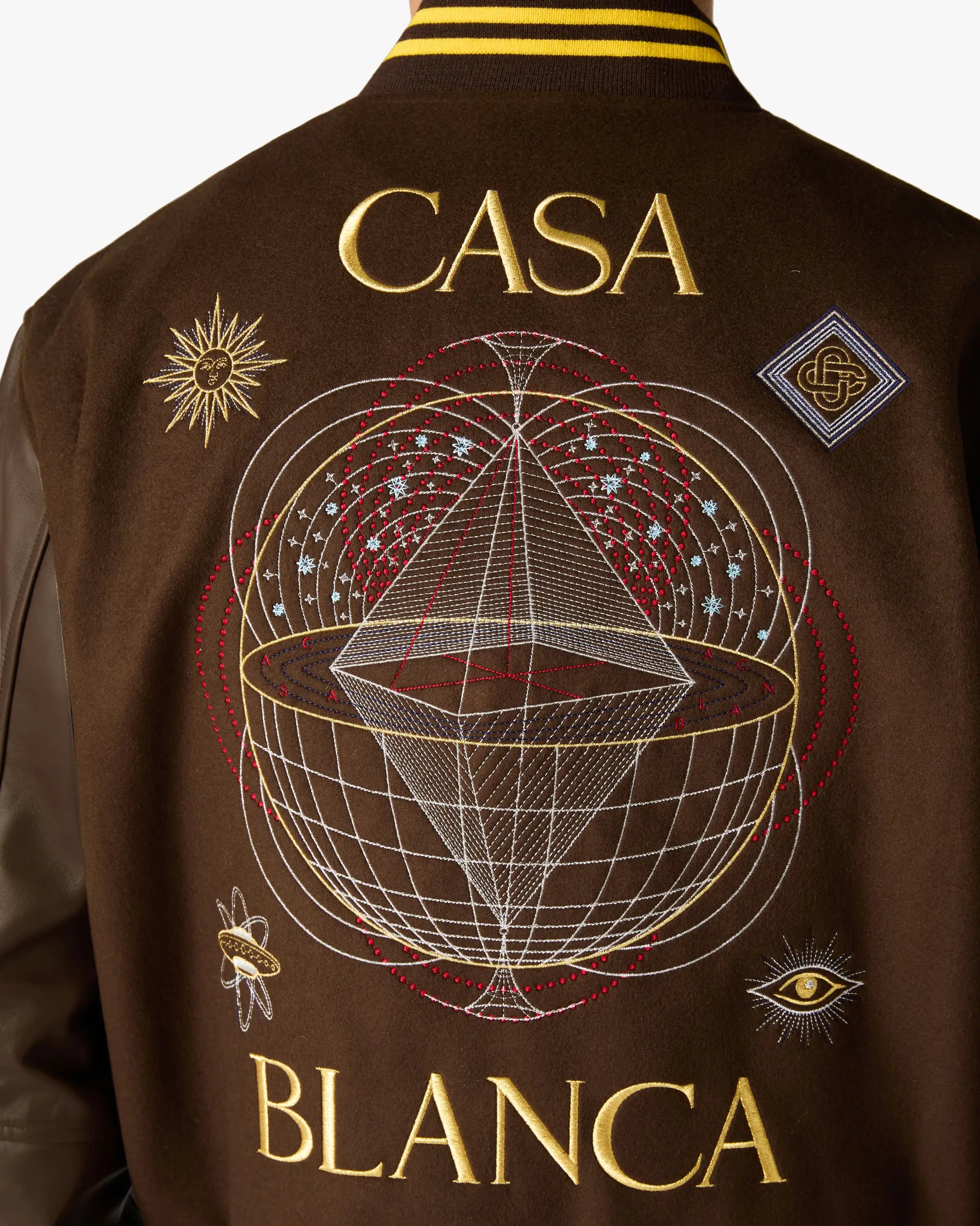Casablanca Celestial Pyramid giacca varsity marrone lana