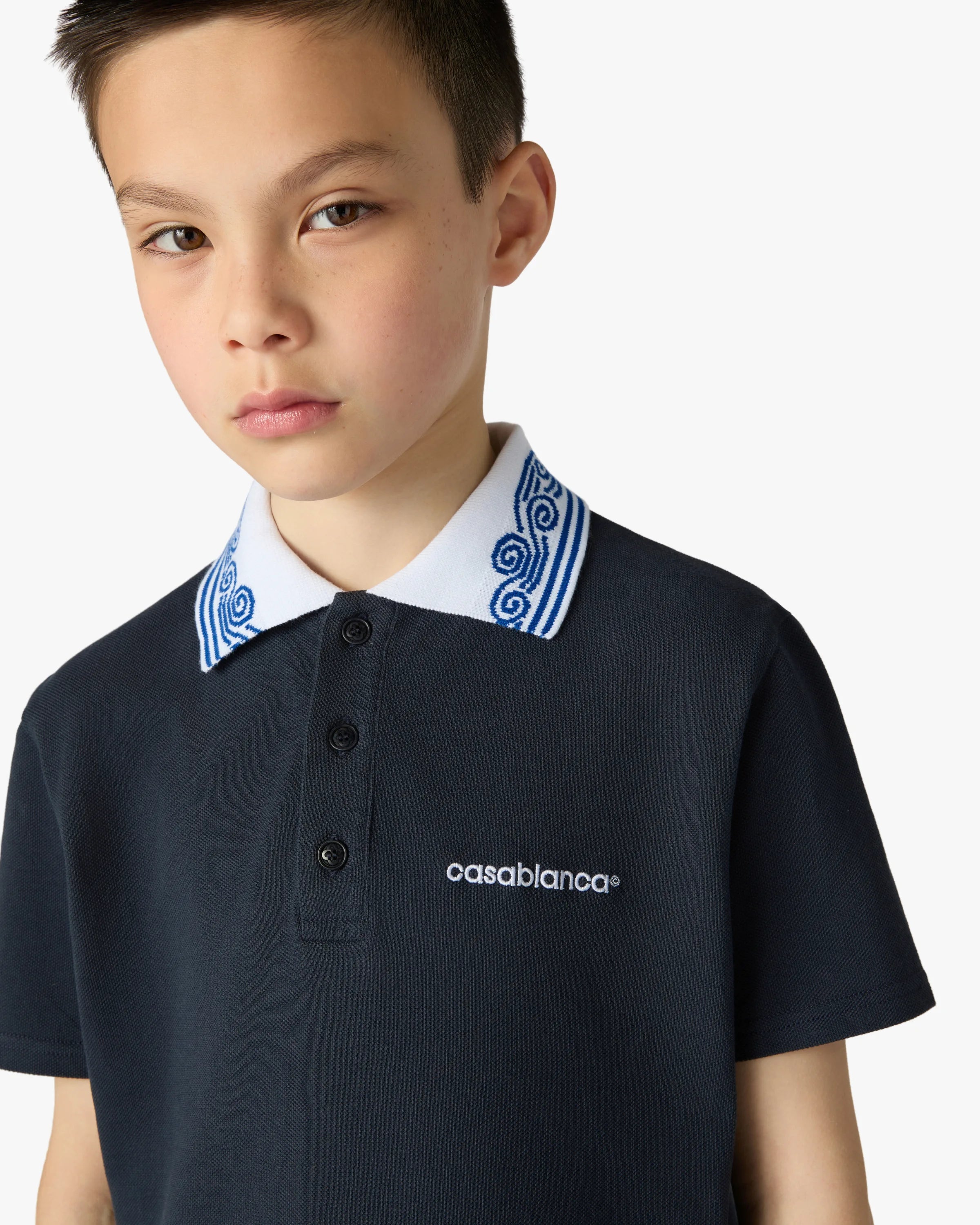Casablanca Navy Wave polo bambino blu cotone
