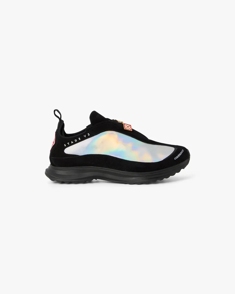 Casablanca Stade Zip sneakers nere argento pelle