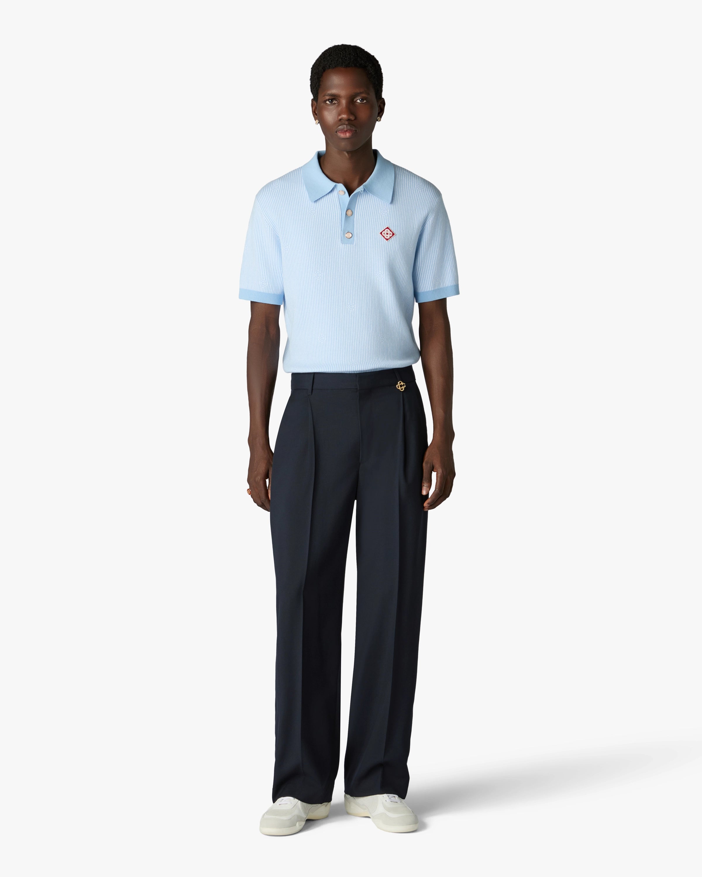 Casablanca Carbon Pantaloni Uomo Lana Pieghe Slim