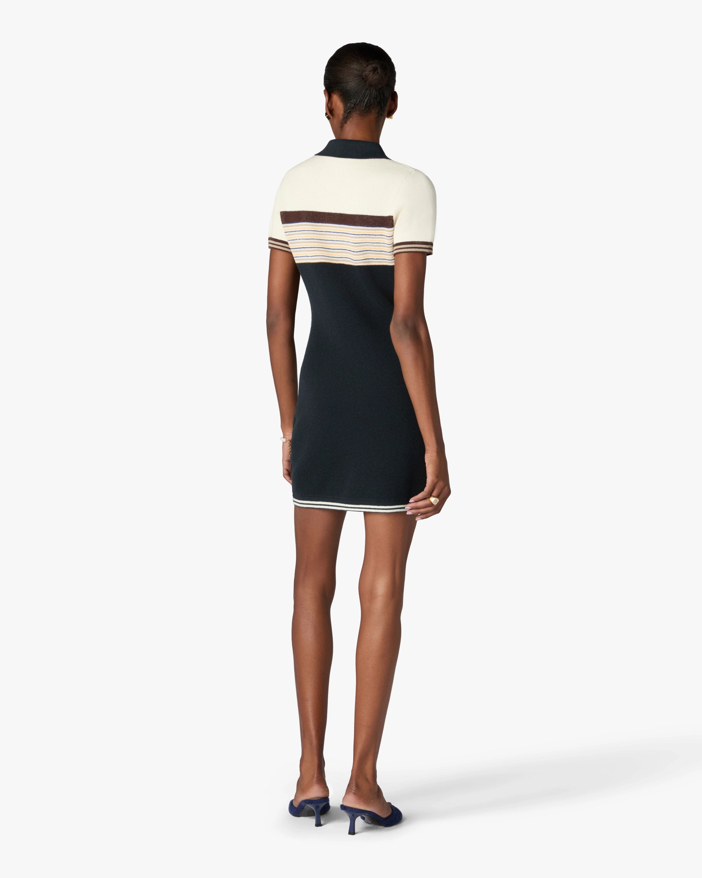 Casablanca Café Culture abito mini polo navy lana
