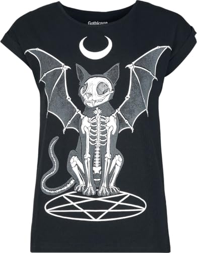 Gothicana by EMP Gatto Glow t-shirt nera effetto buio