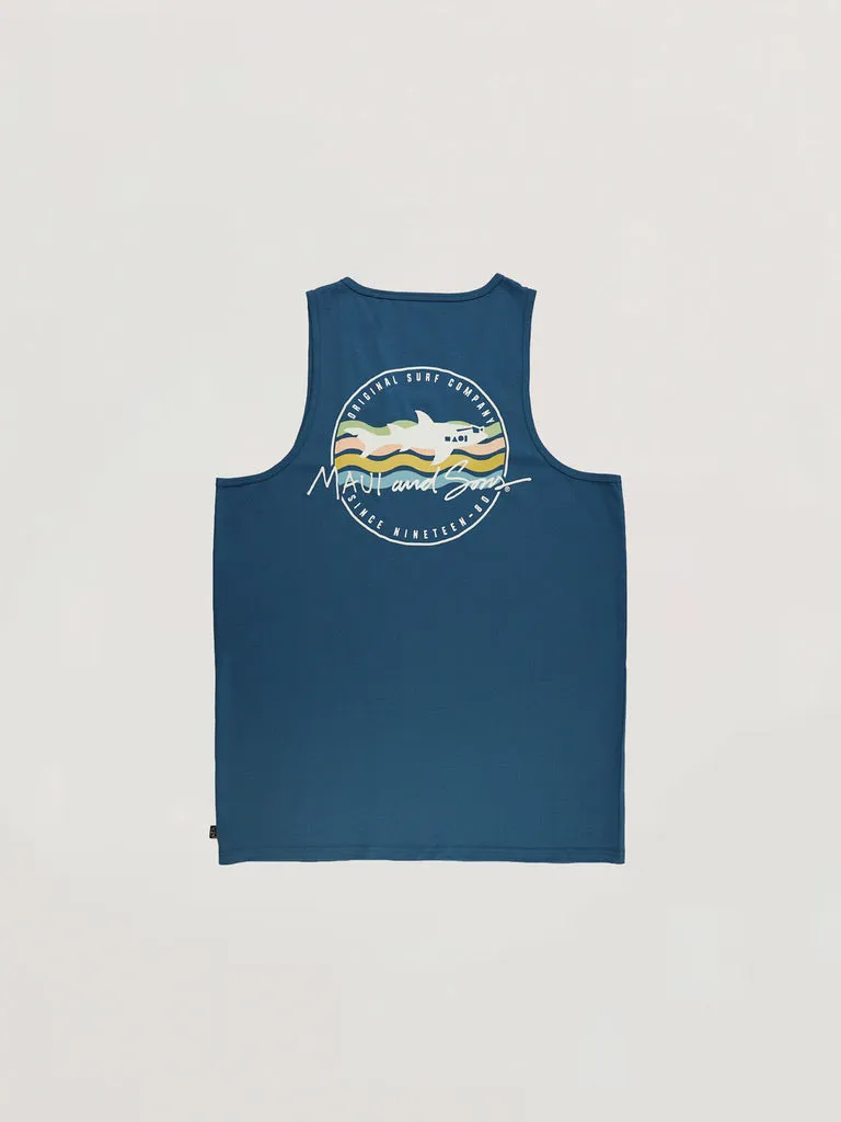 Maui and Sons Cali Dayz canotta uomo blu misto cotone
