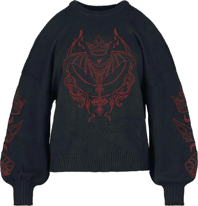 Gothicana by EMP maglione corto L nero cold-shoulder