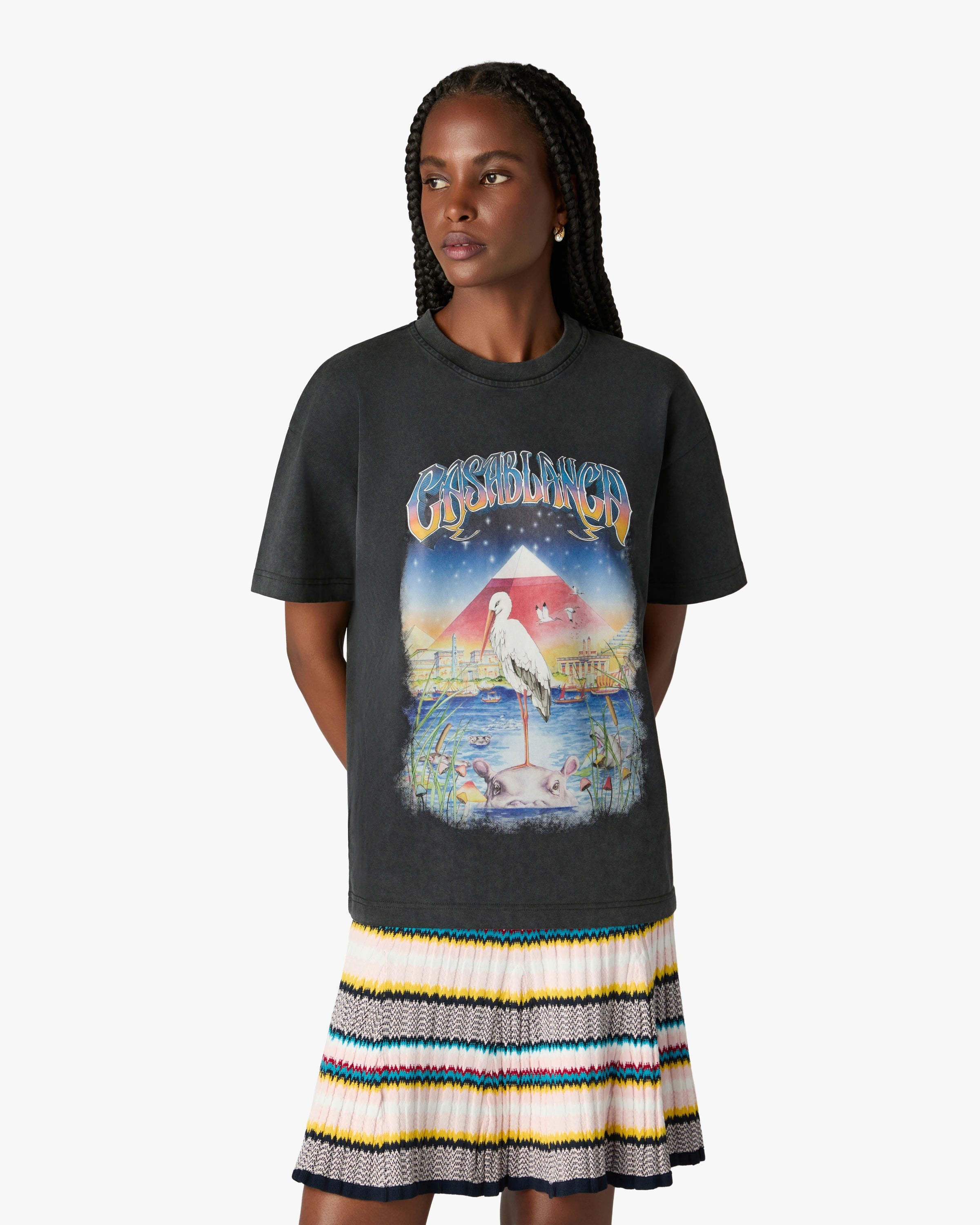 Casablanca Egypt As It Was t-shirt nera oversize stampa