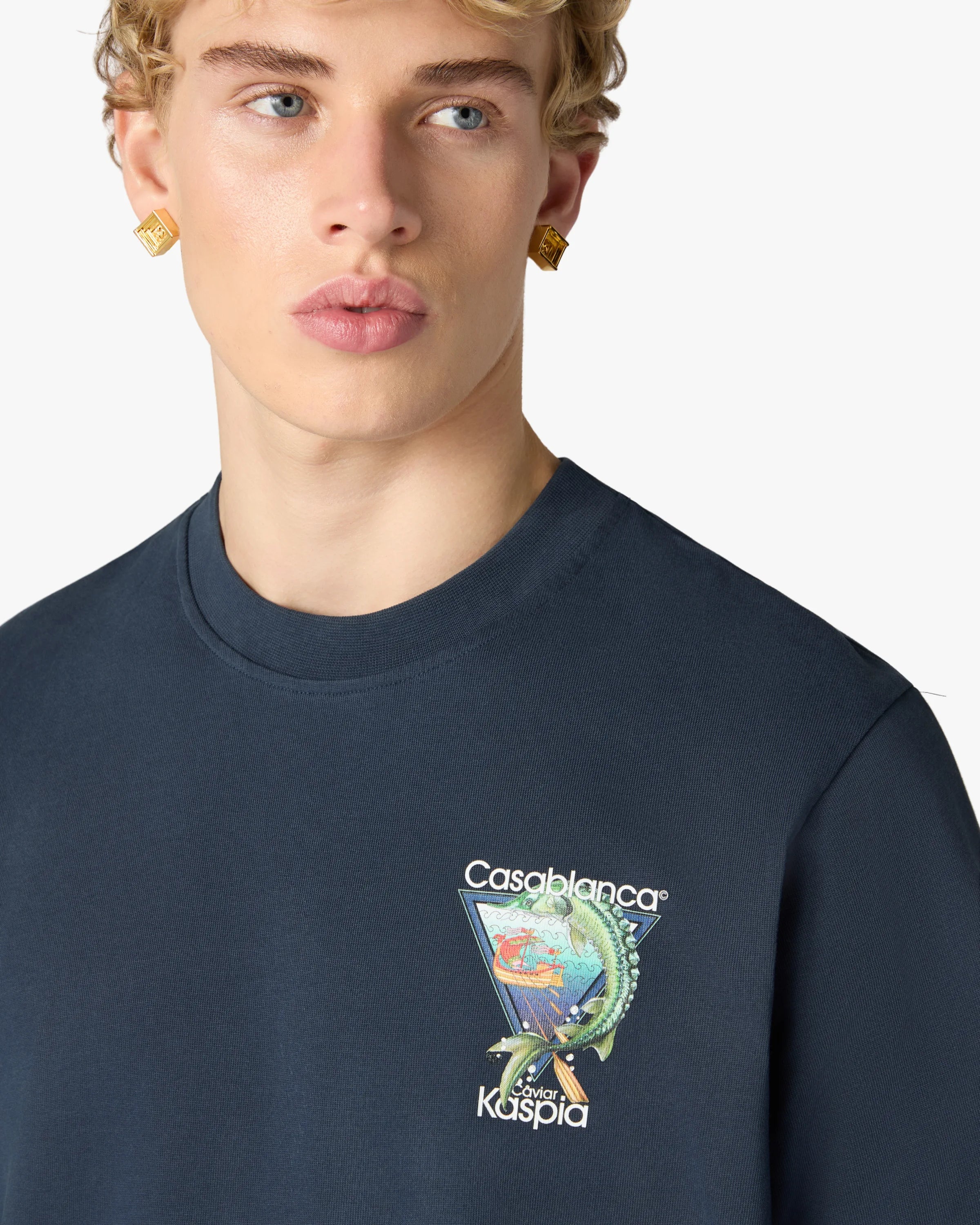 Casablanca Casa Kaspia New York Club Icon T-Shirt Blu