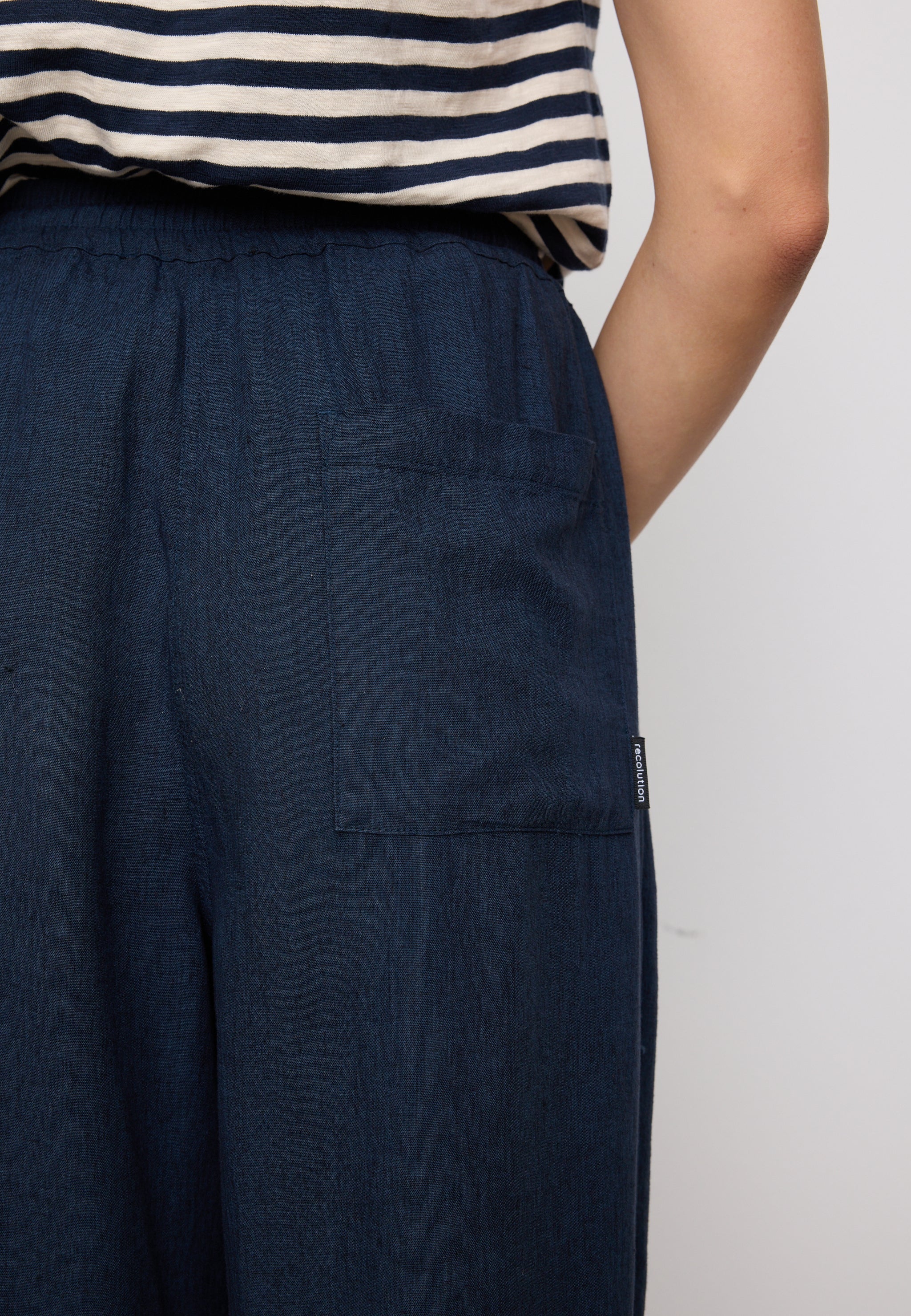 Recolution Moonflower pantaloni donna navy lino