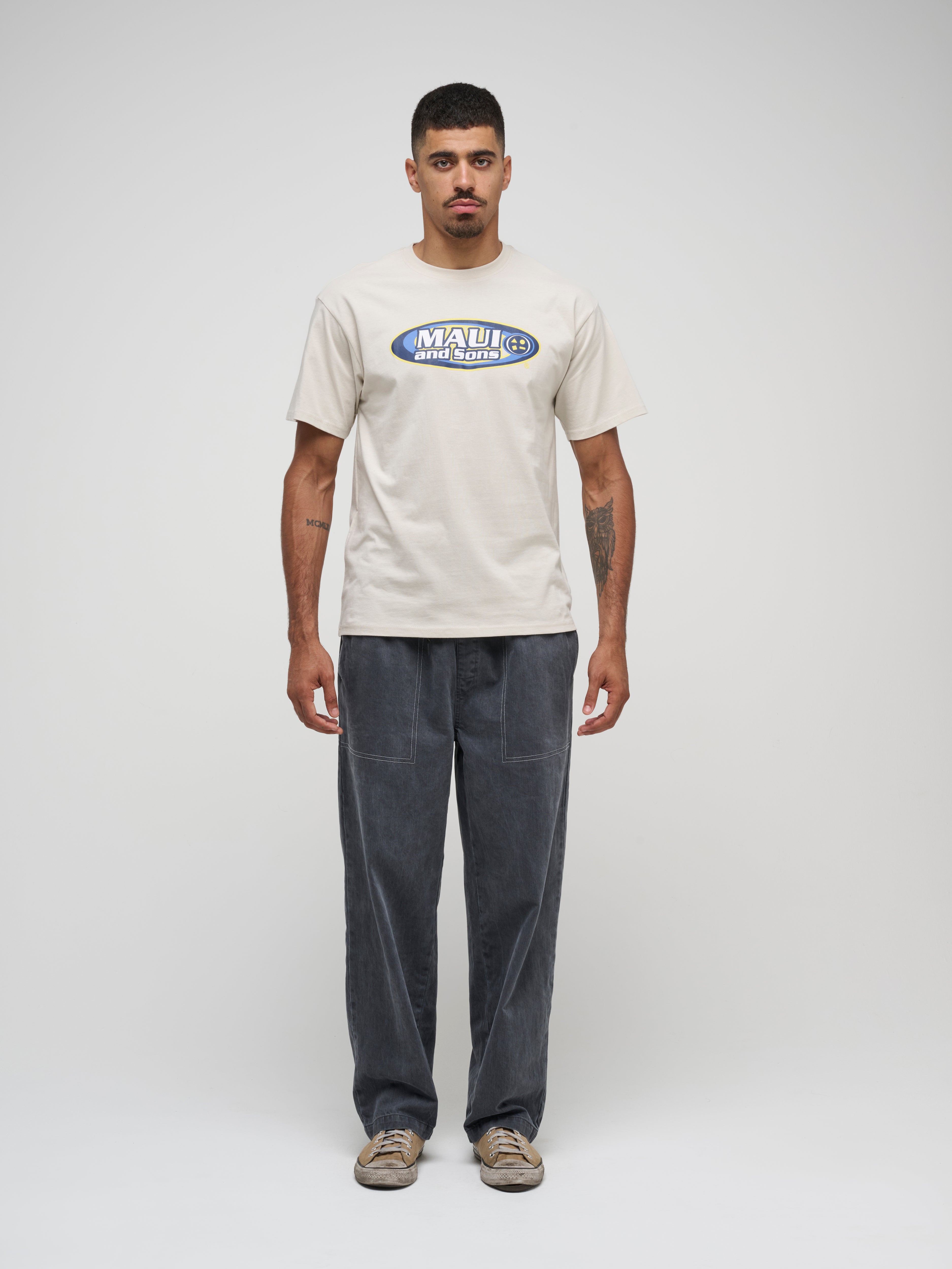 Maui and Sons Elipse Boxy Fit T-Shirt maglietta cemento