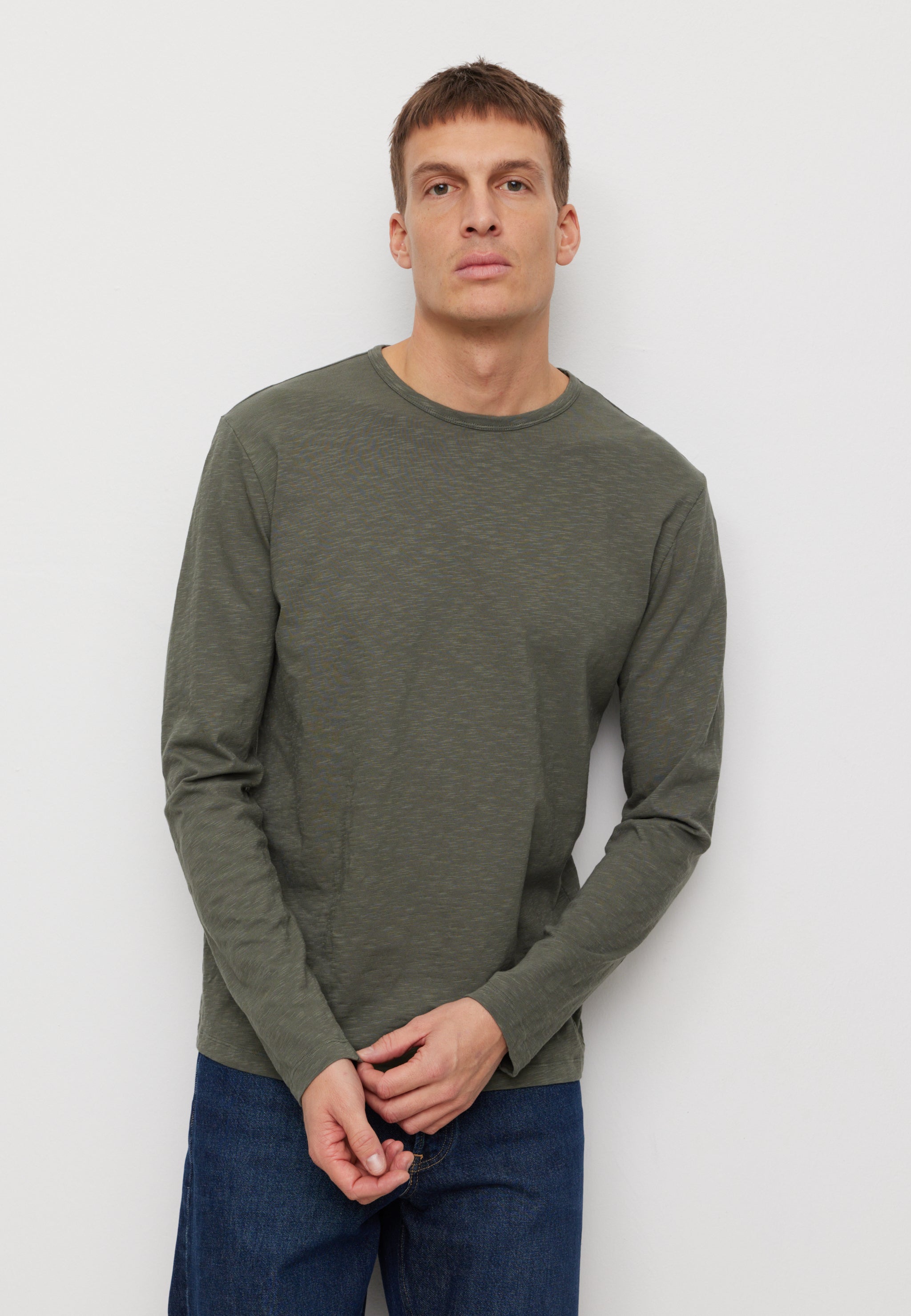Recolution MACA maglia maniche lunghe kaki scuro cotone bio