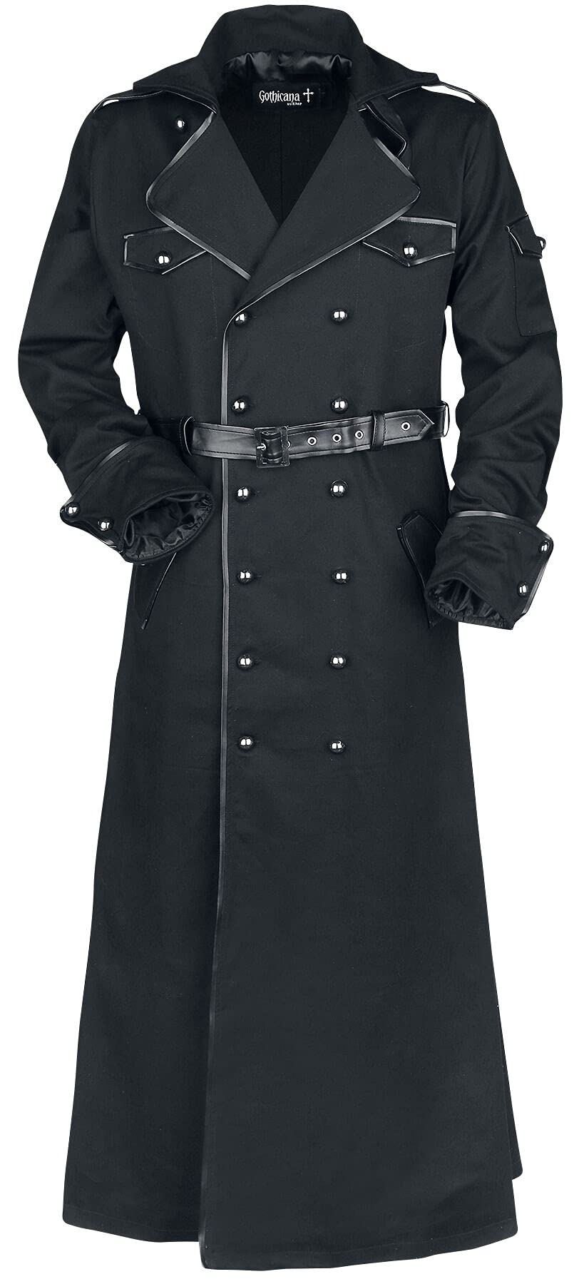 Gothicana by EMP cappotto lungo nero con cintura L