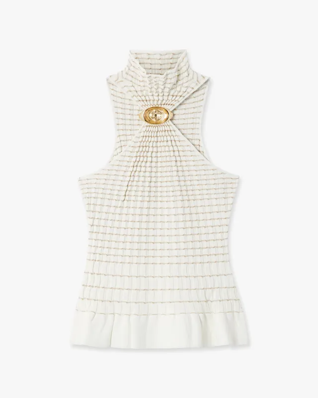 Casablanca Pleated Mosaic top donna bianco plissettato