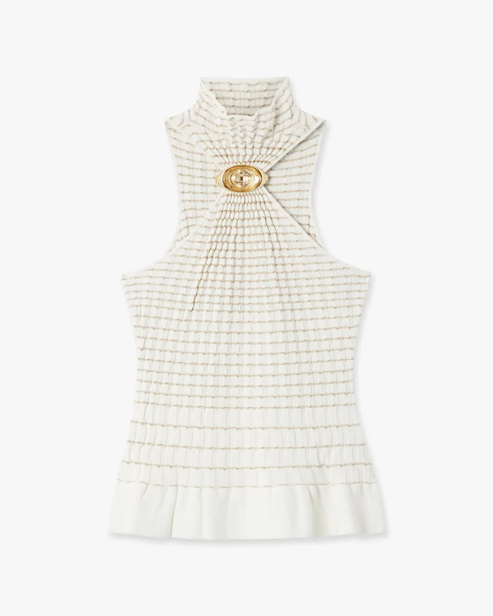 Casablanca Pleated Mosaic top donna bianco plissettato