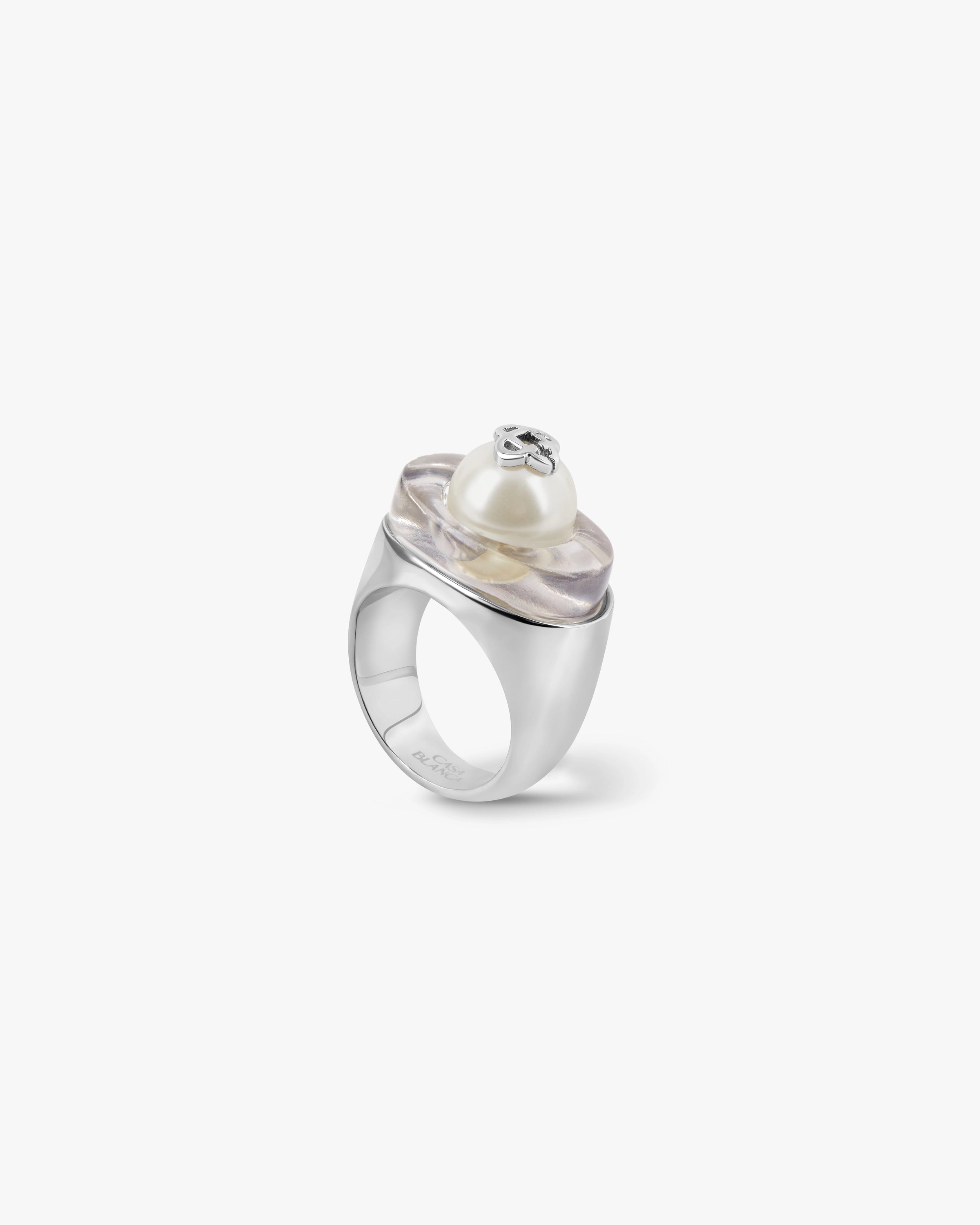 Casablanca Sci-Fi Silver Pearl anello argento e bianco
