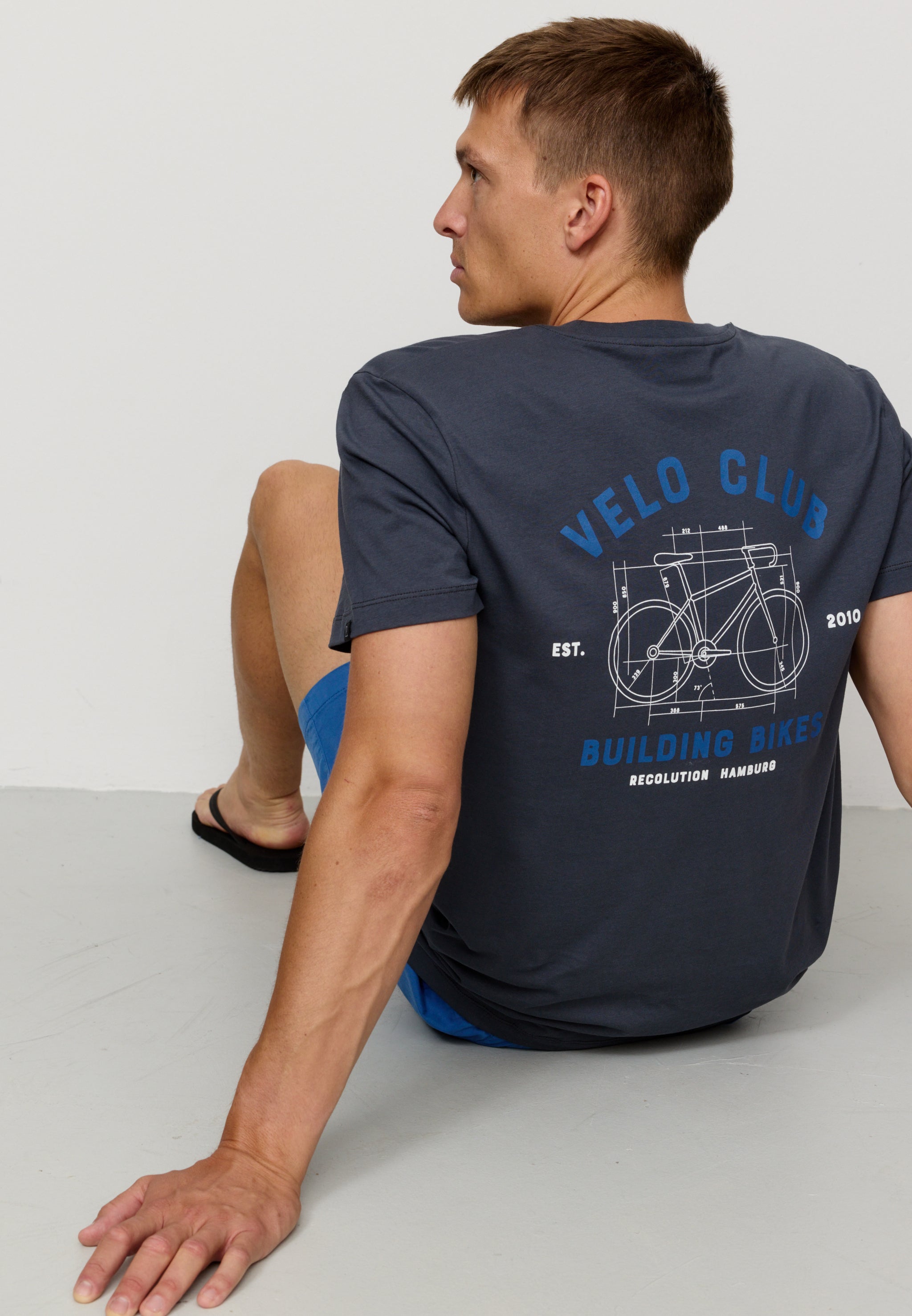 Recolution Agave Velo Club t-shirt grigio scuro cotone bio