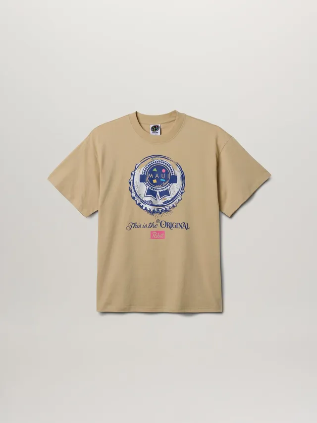 Maui and Sons Pabst Original T-Shirt Cotone Beige Grafica