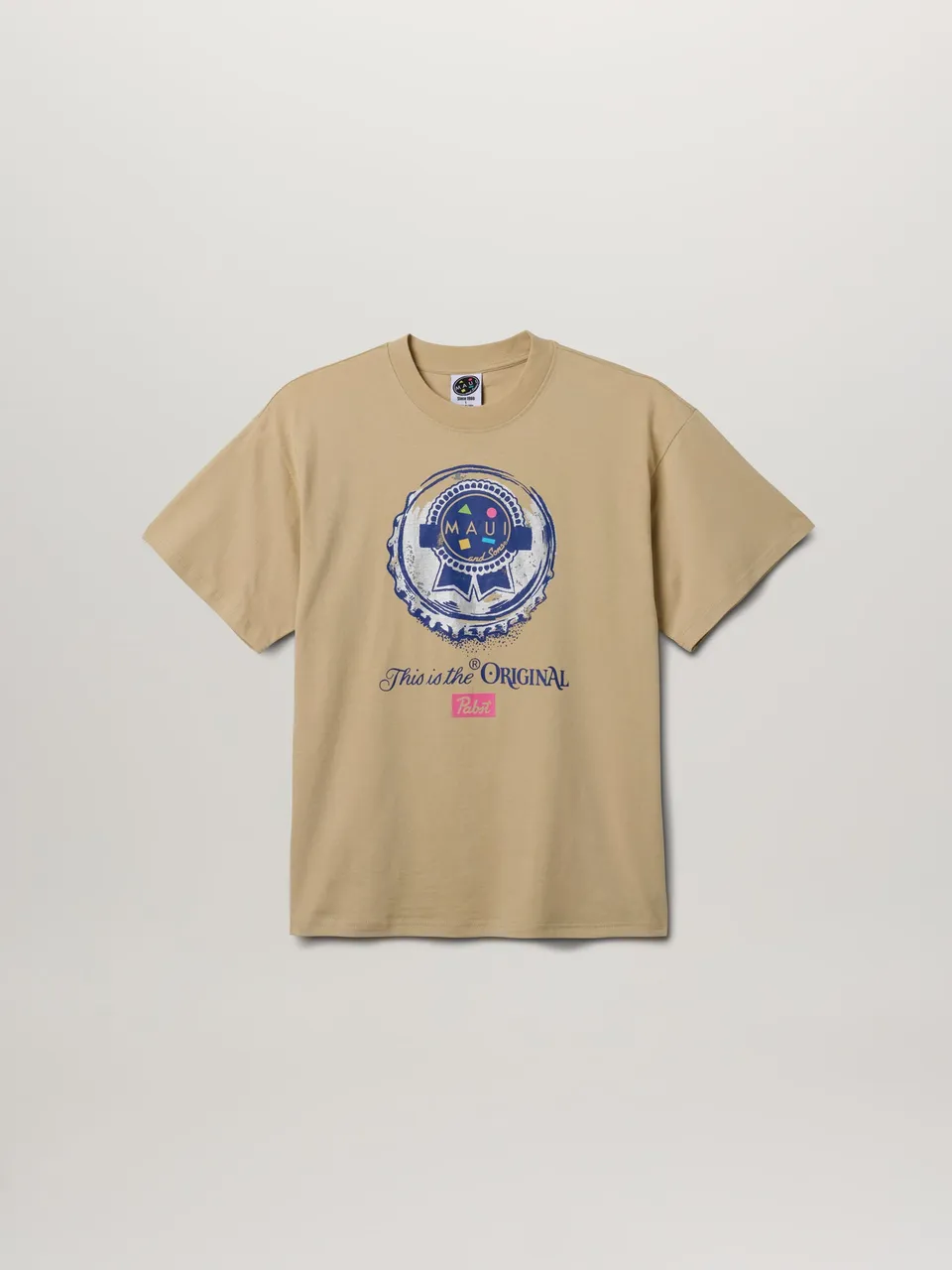 Maui and Sons Pabst Original T-Shirt Cotone Beige Grafica