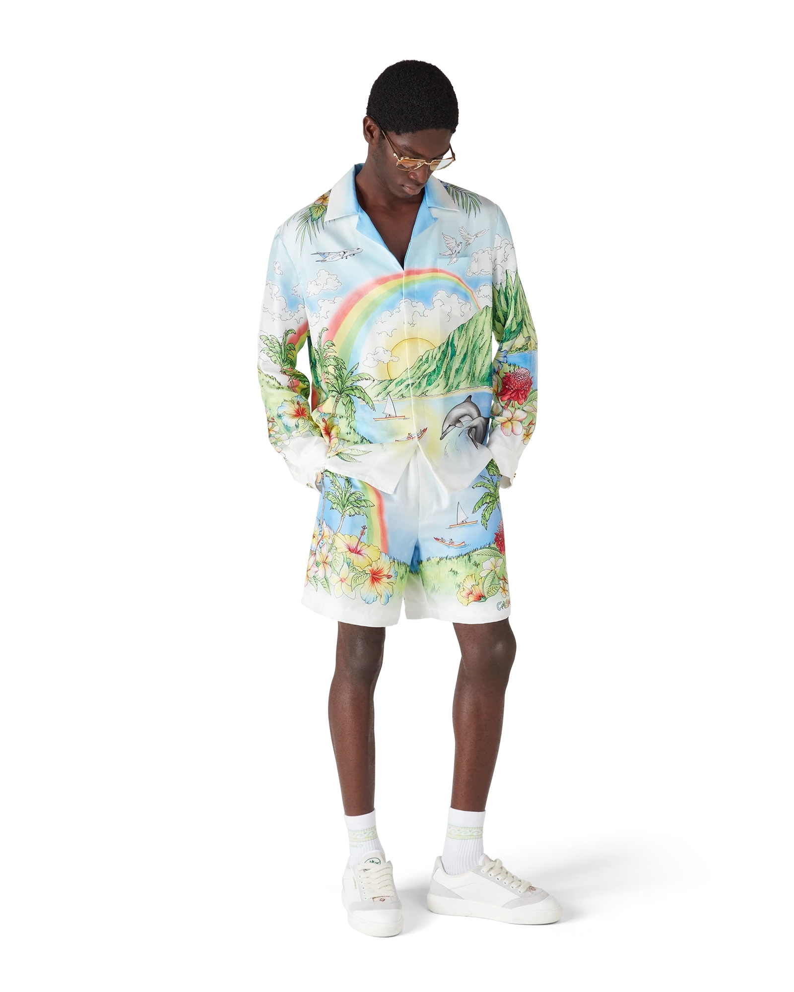 Casablanca Aloha camicia seta maniche lunghe