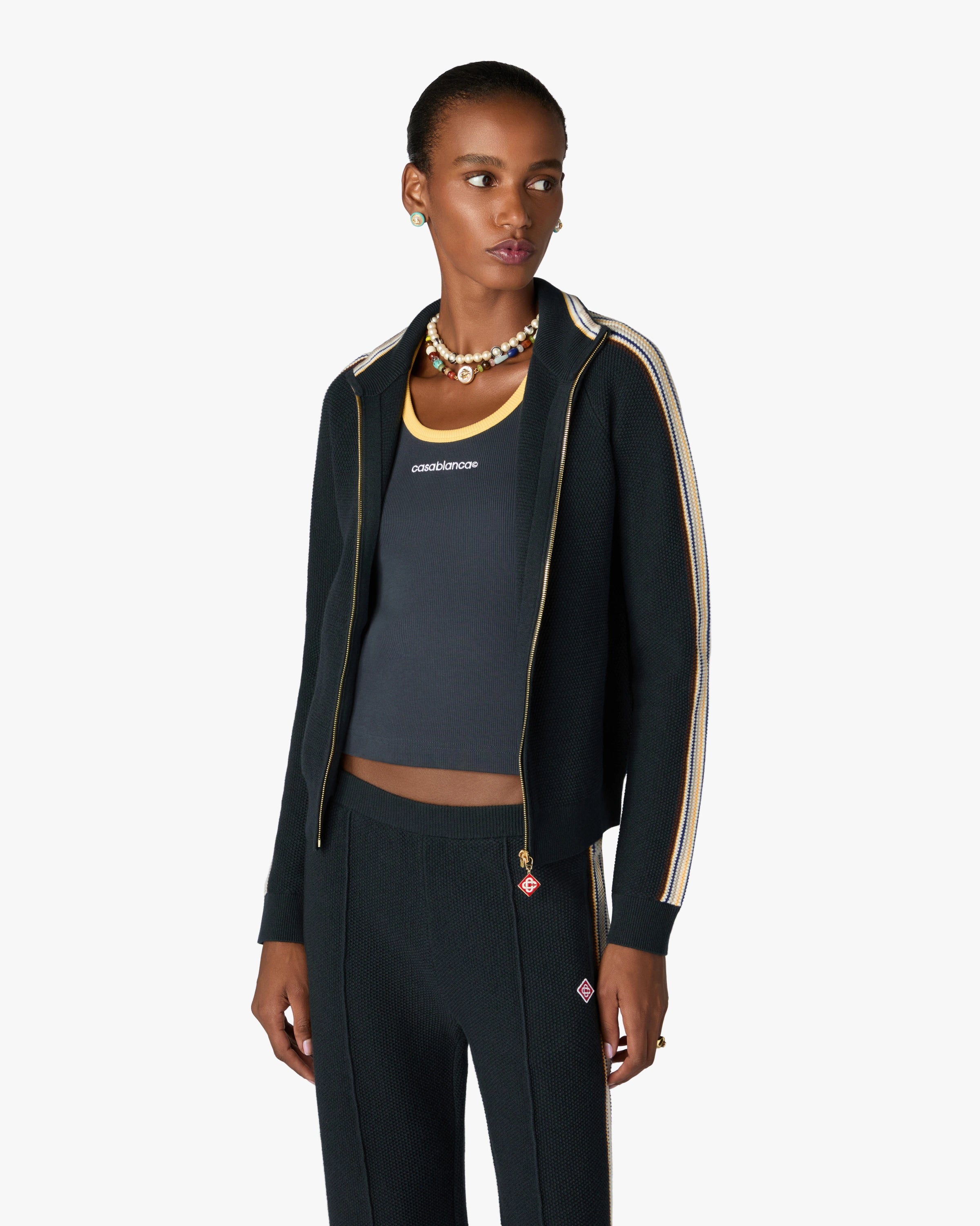 Casablanca Café Culture giacca tuta blu navy lana relaxed