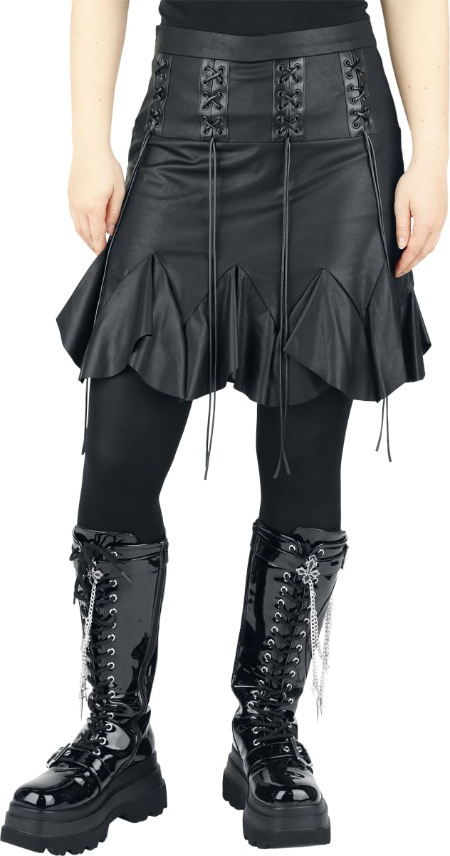 Gothicana by EMP minigonna L nera similpelle lacci